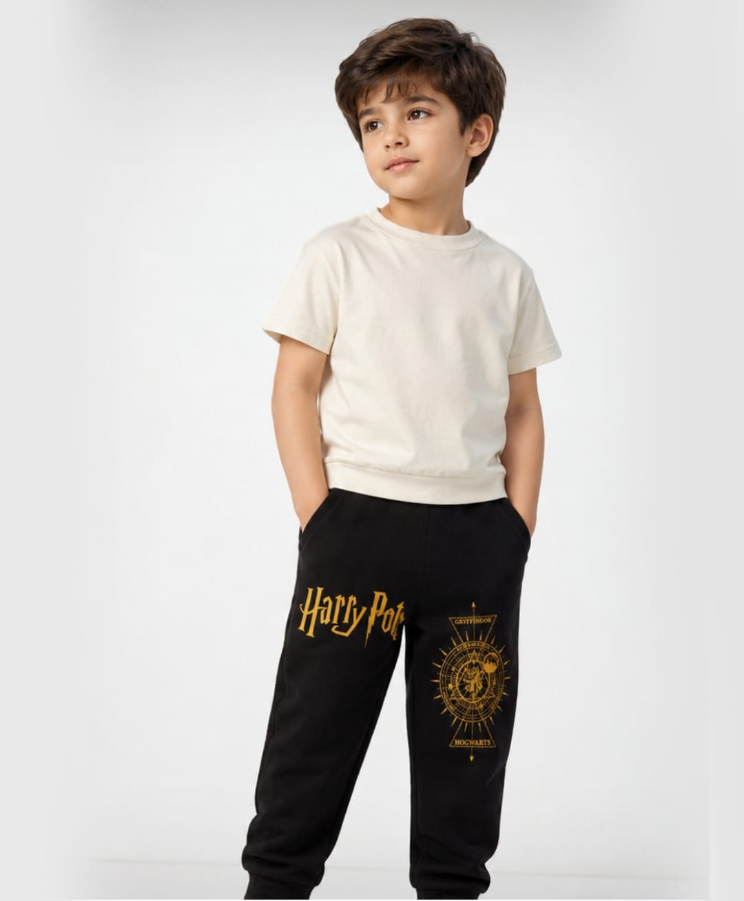 Nap Chief 100% Cotton Harry Potter Featuring Hogwarts & Gryffindor Graphic Printed Joggers - Black-image-32