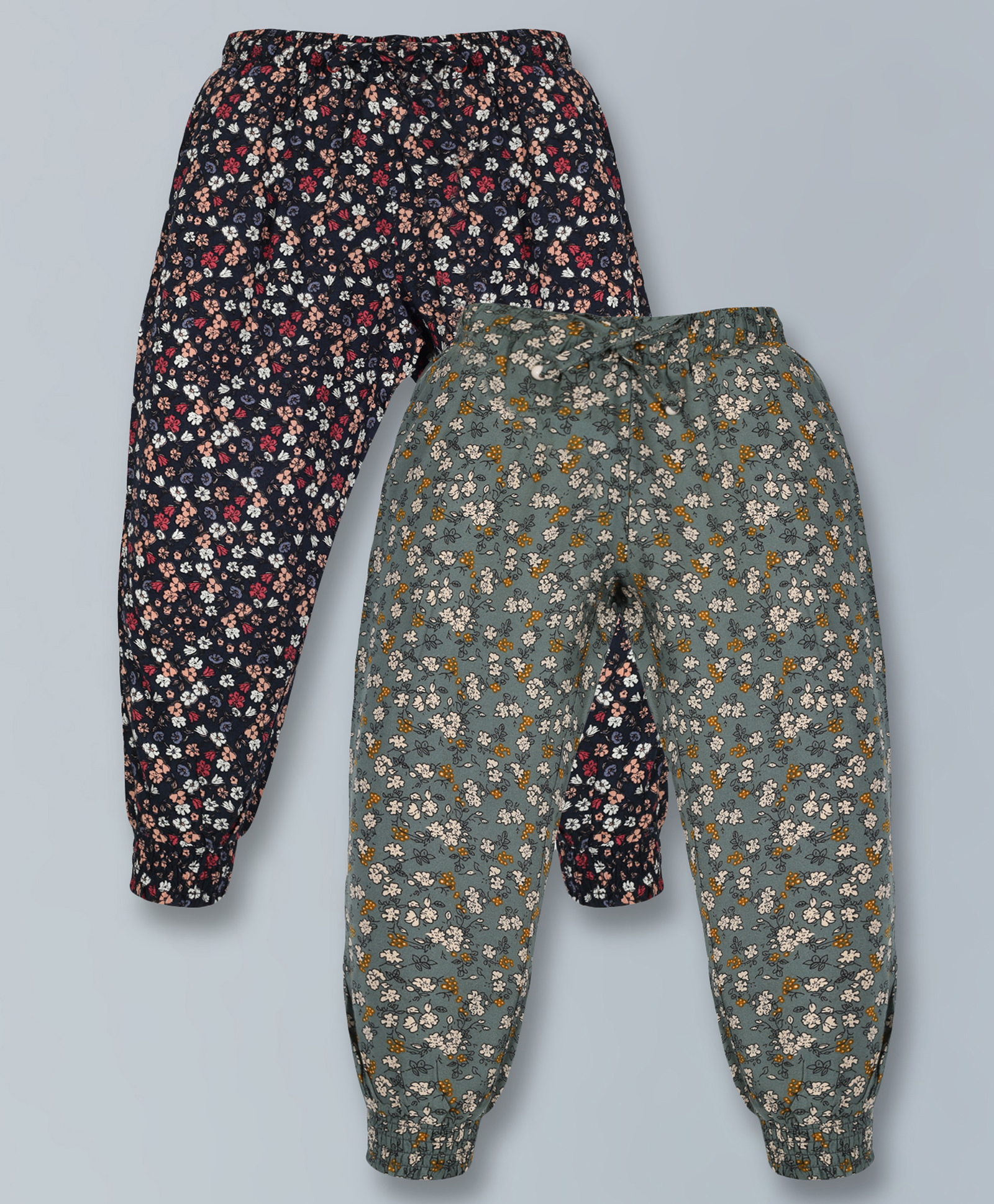 Plum Tree Pack Of 2 Seamless Ditsy Floral Printed Pants - Navy Blue & Green-picture-28