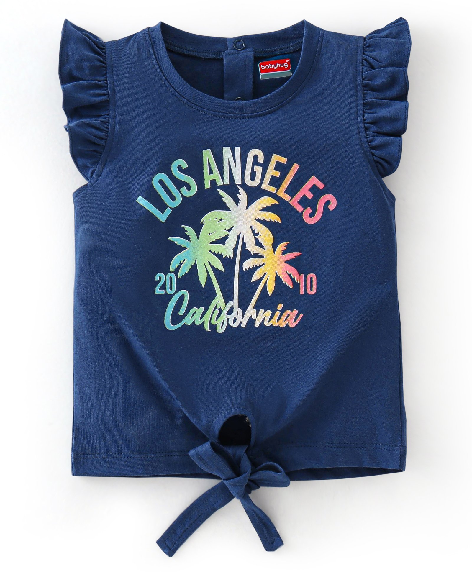 Babyhug 100% Cotton Half Sleeves HD Graphics Printed Tee With Glitter & Frill Detailing - Navy Blue-image-12