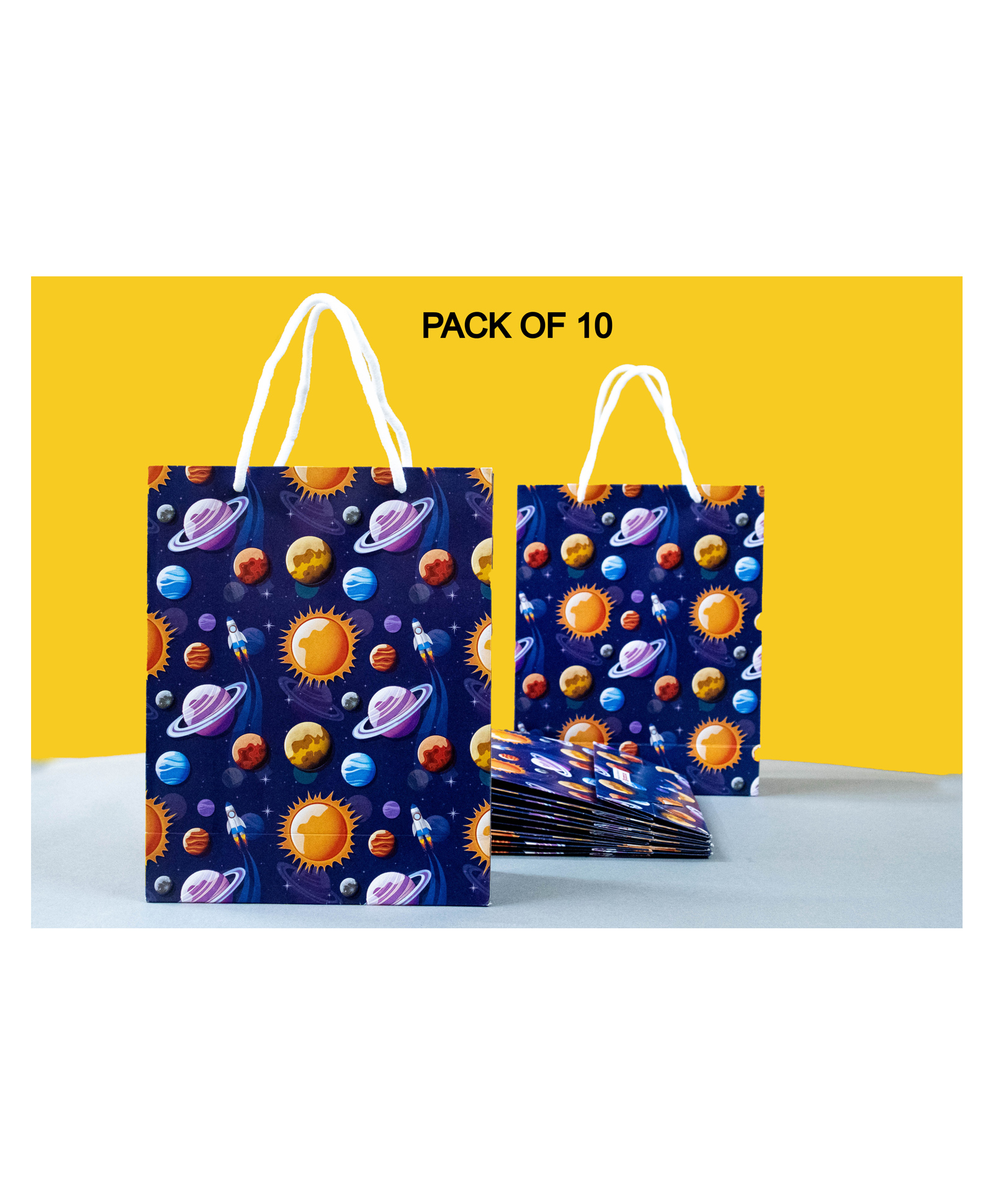 Shopping Time Space Theme Paper Gift Bags - Pack of 10