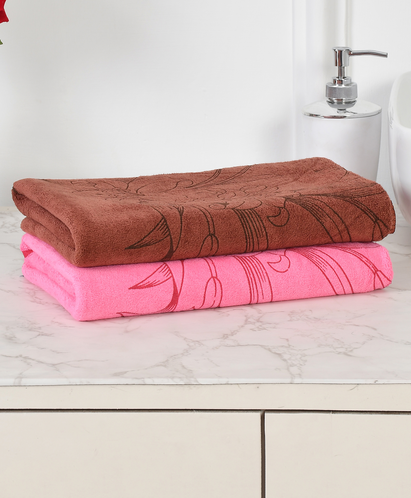 JARS Collections 100% microfiber  Super Soft Baby Bath Towel Floral Print Set of 2 - Multicolor-picture-13
