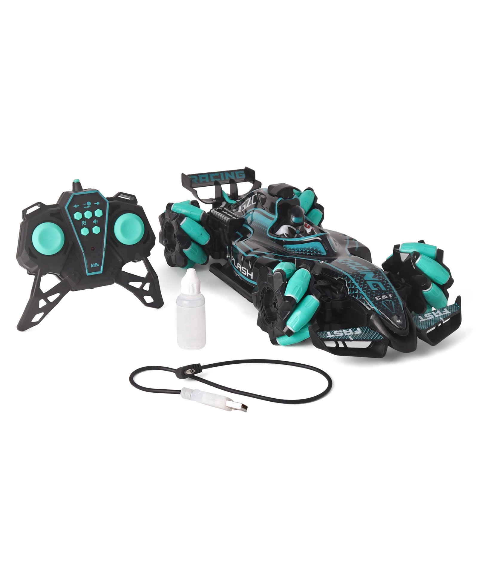 Kipa Gaming RC Car F1 Super Drifter with Smoke And Light Remote Control - Black & Green-image-18