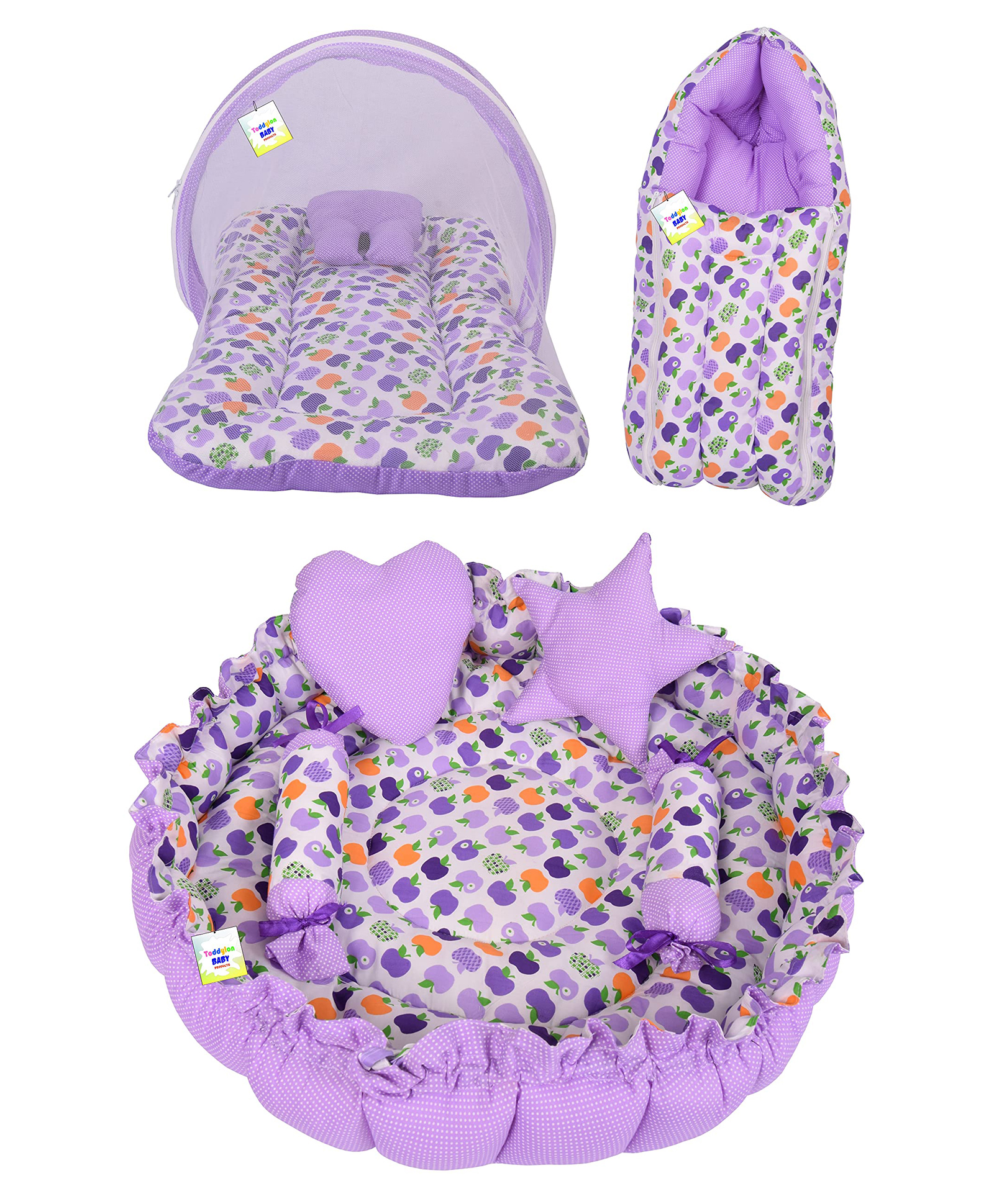 Toddylon Baby Bedding for New Born Mosquito Net Bed Sleeping Bag & Reversible Baby Nest Tub Bed -  Purple-picture-46