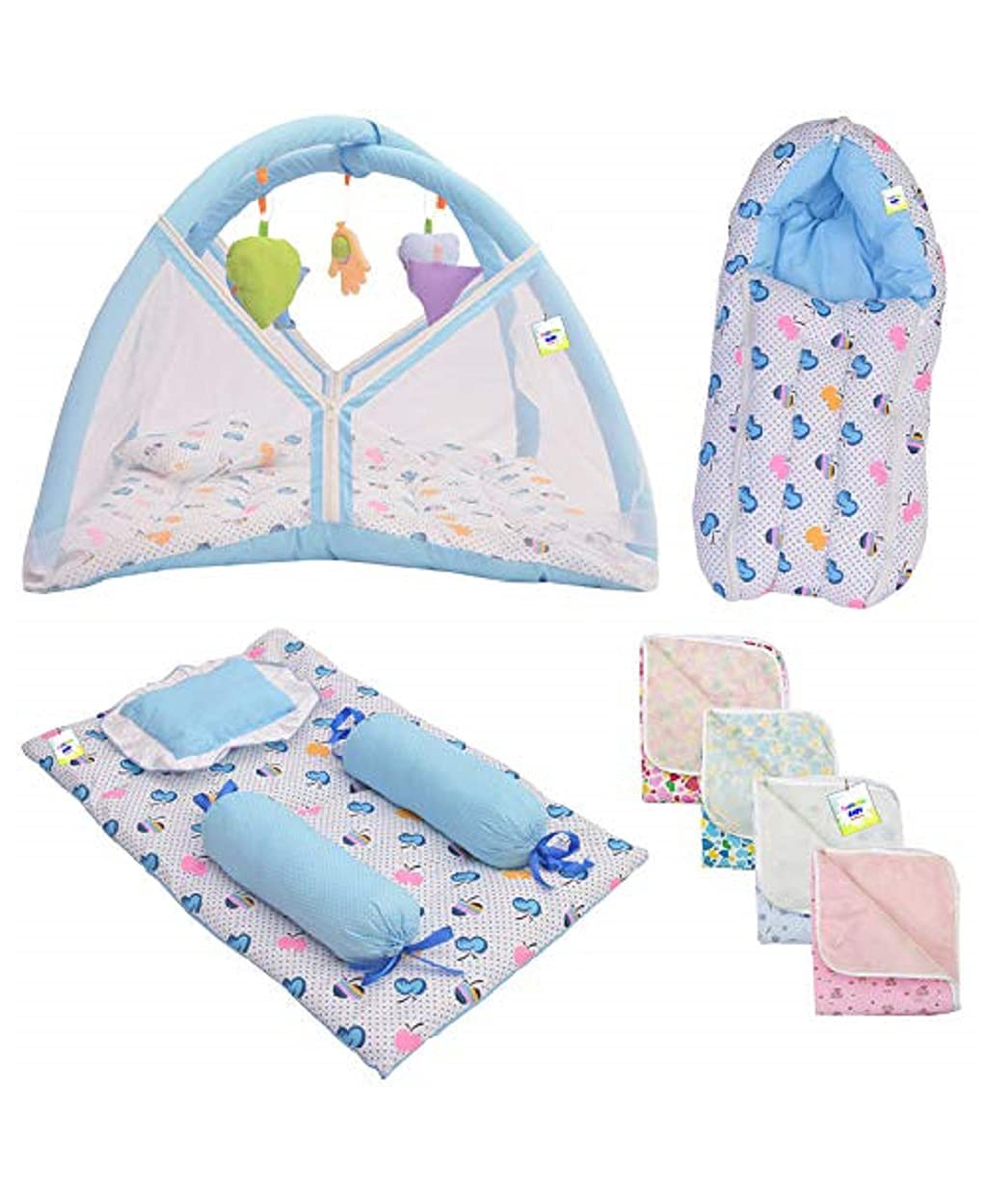 Toddylon Combo of Baby Mattress with Net Sleeping Bag - Blue-picture-16