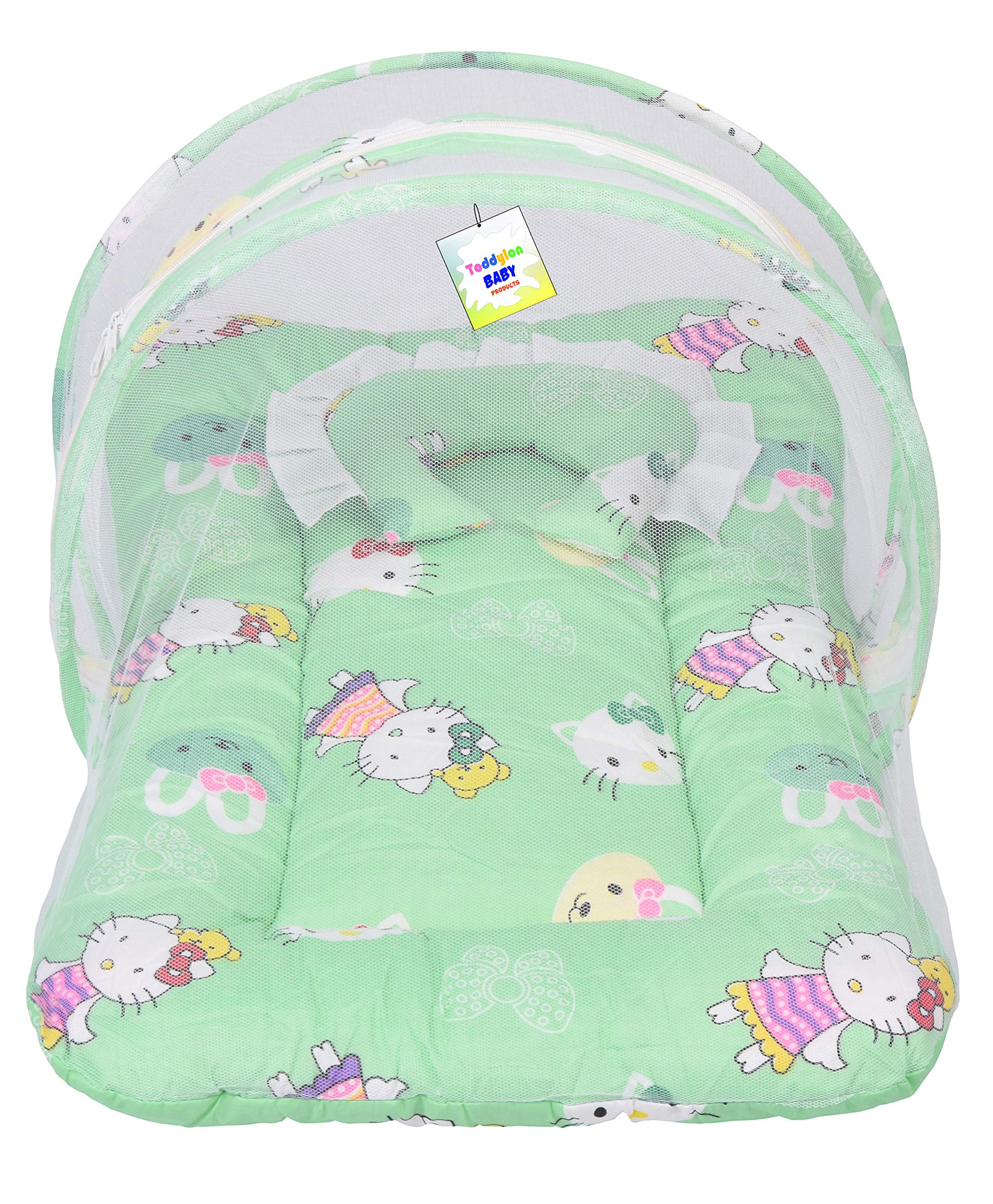 Toddylon New Born Baby Bedding Set Mattress with Mosquito Net and Pillow - Green-picture-26