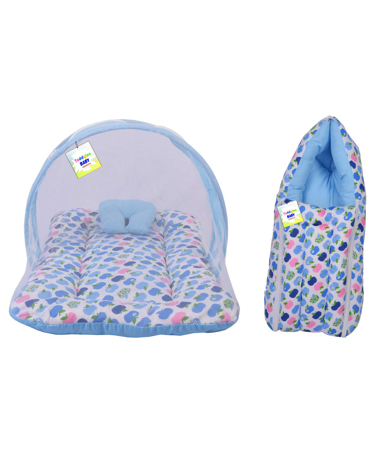 Toddylon Baby Bedding Set Mattress with Mosquito Net & Sleeping Bag - Blue-picture-9