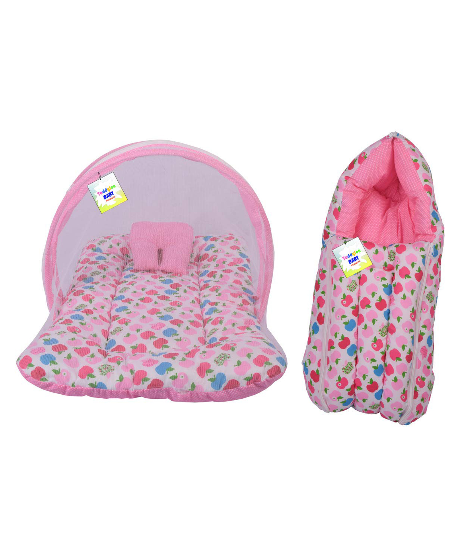 Toddylon Baby Bedding Set Mattress with Mosquito Net & Sleeping Bag - Pink-picture-23