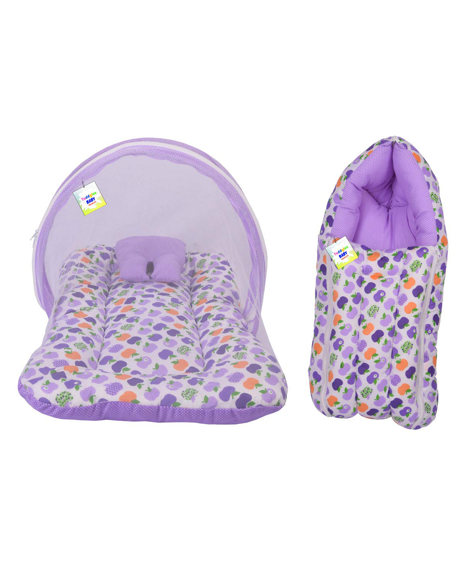 Toddylon Baby Bedding Set Mattress with Mosquito Net & Sleeping Bag - Purple-picture-20