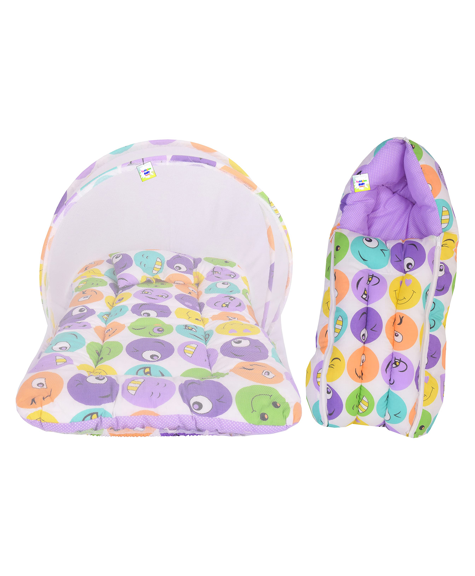 Toddylon Baby Bedding for New Born Mattress with Net & Sleeping Bag - Purple-picture-21