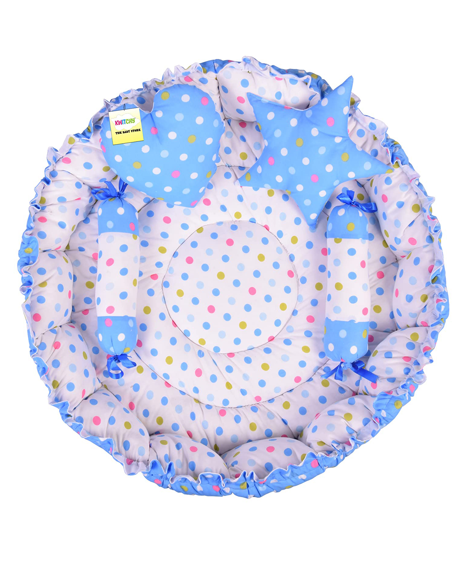 Kwitchy Baby Nest Bed Bedding Set with Pillows - Blue-picture-26
