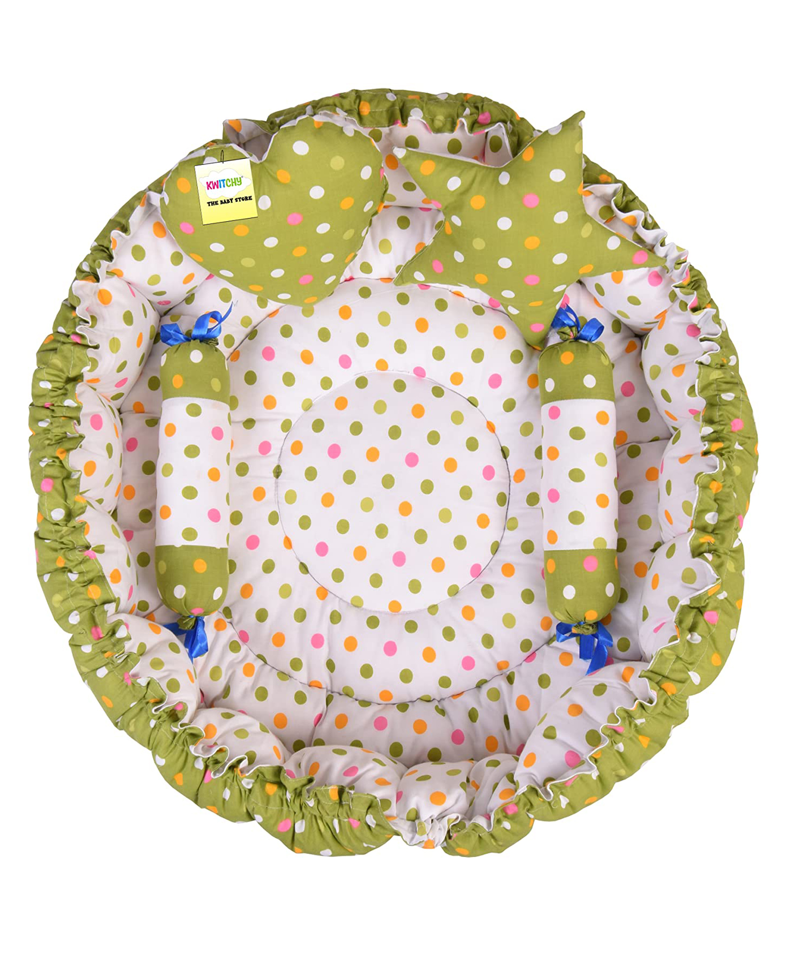 Kwitchy Baby Nest Bed Bedding Set with Pillows - Green-picture-13
