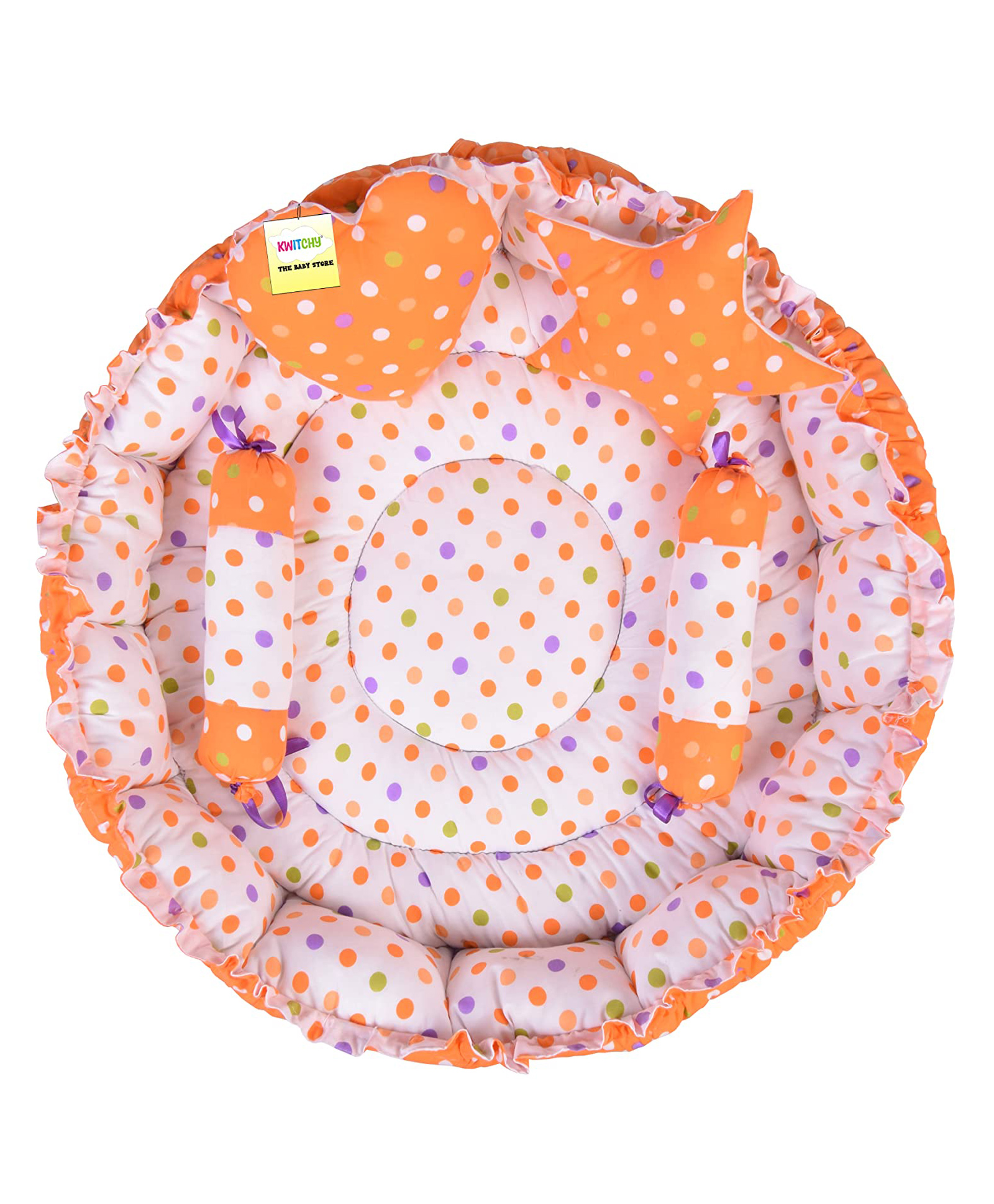Kwitchy Baby Nest Bed Bedding Set with Pillows - Orange-picture-22