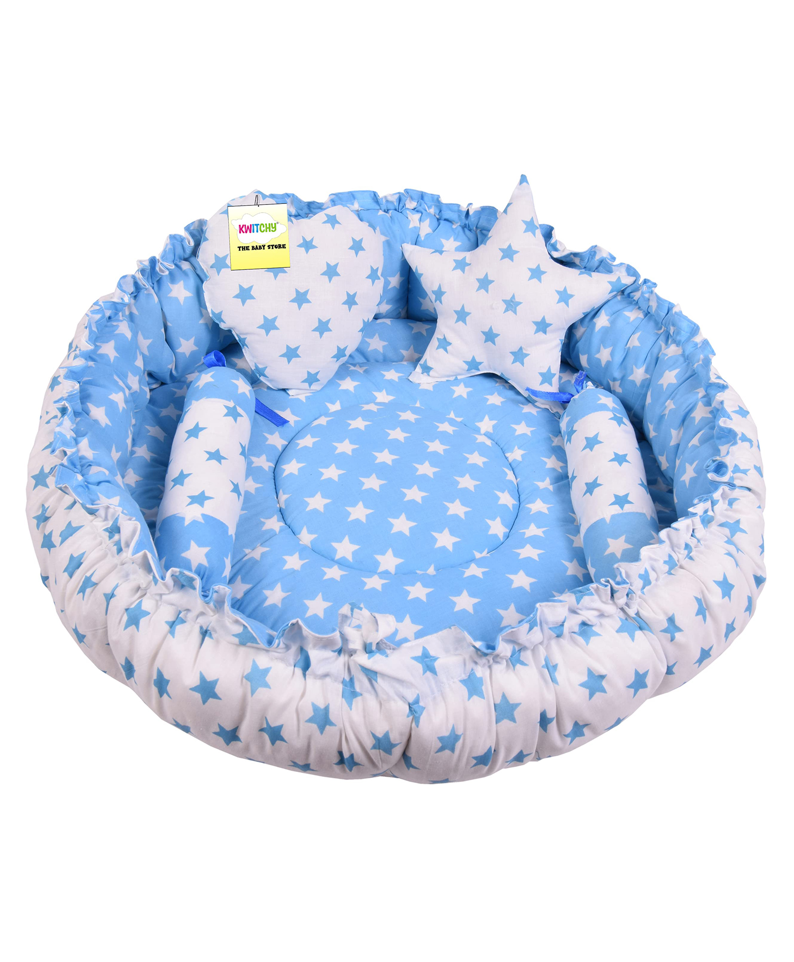 Kwitchy Baby Nest Bed New Born Bedding Mattress with Pillows - Blue-picture-24