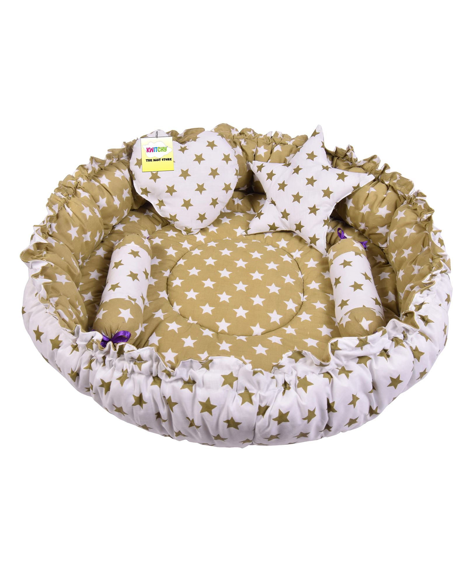 Kwitchy Baby Nest Bed New Born Bedding Mattress with Pillows - Green-picture-28