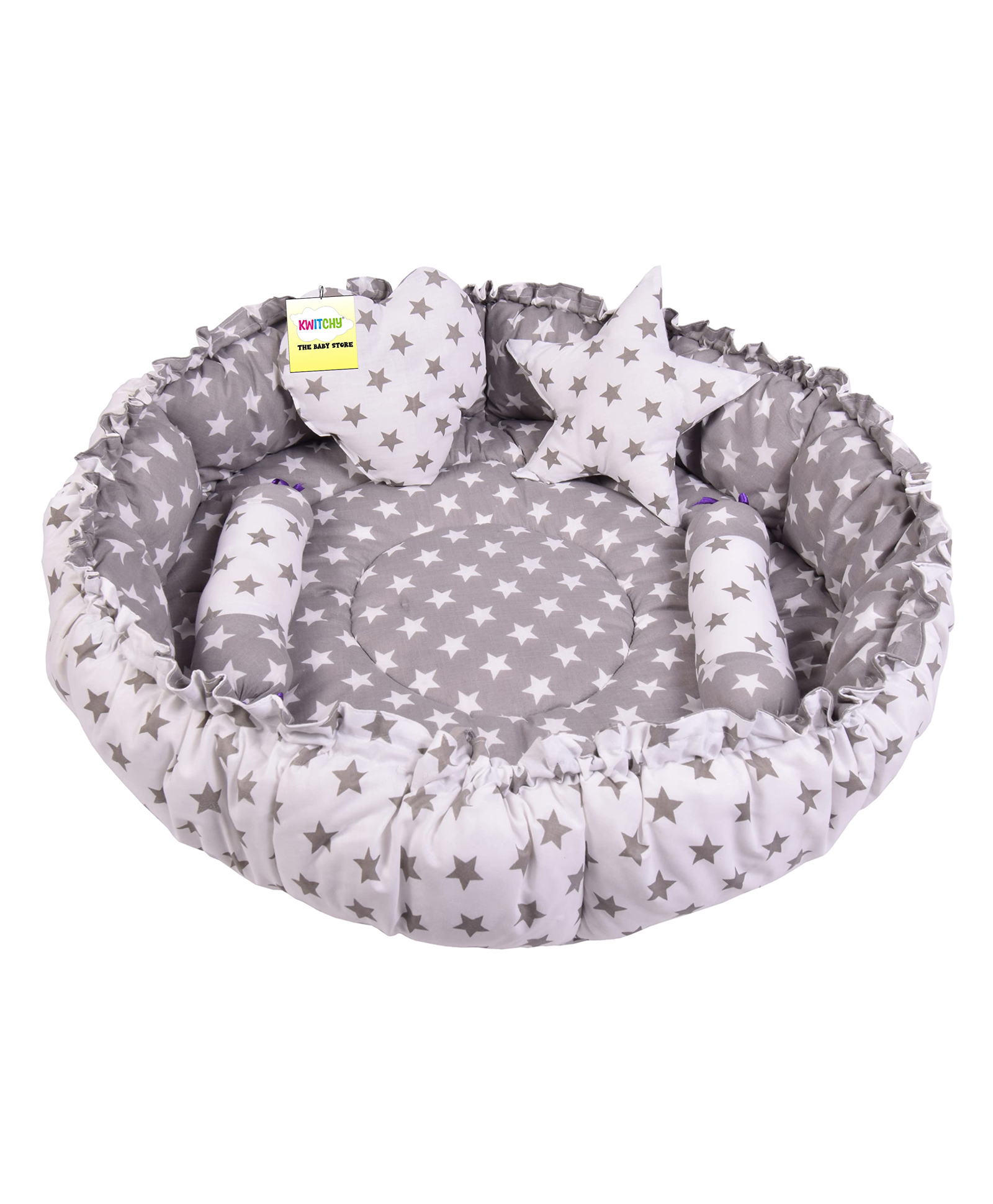 Kwitchy Baby Nest Bed New Born Bedding Mattress with Pillows - Grey-picture-21