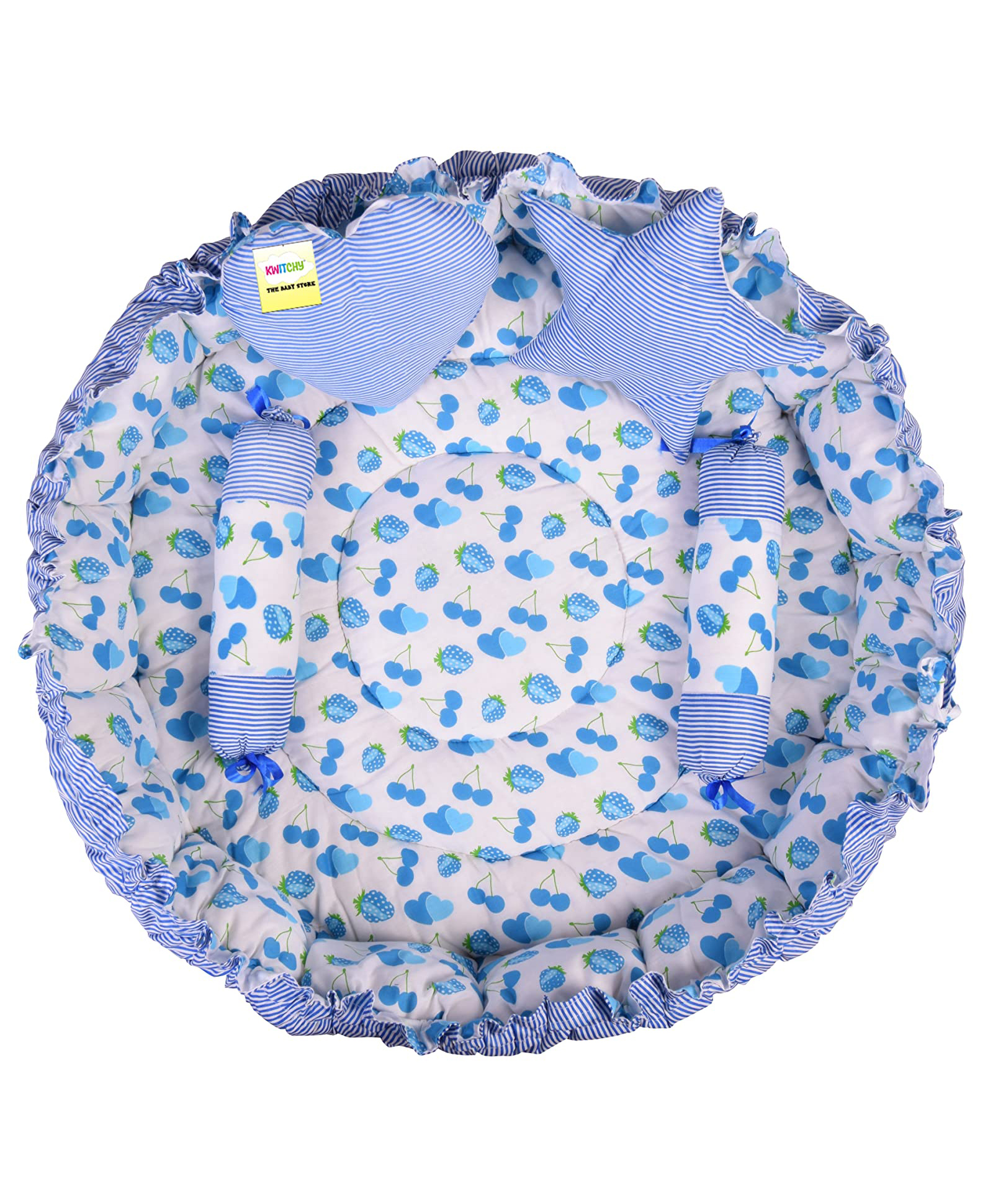 Kwitchy Baby Nest Bed Bedding Sleeping Mattress with Pillows - Blue-picture-1