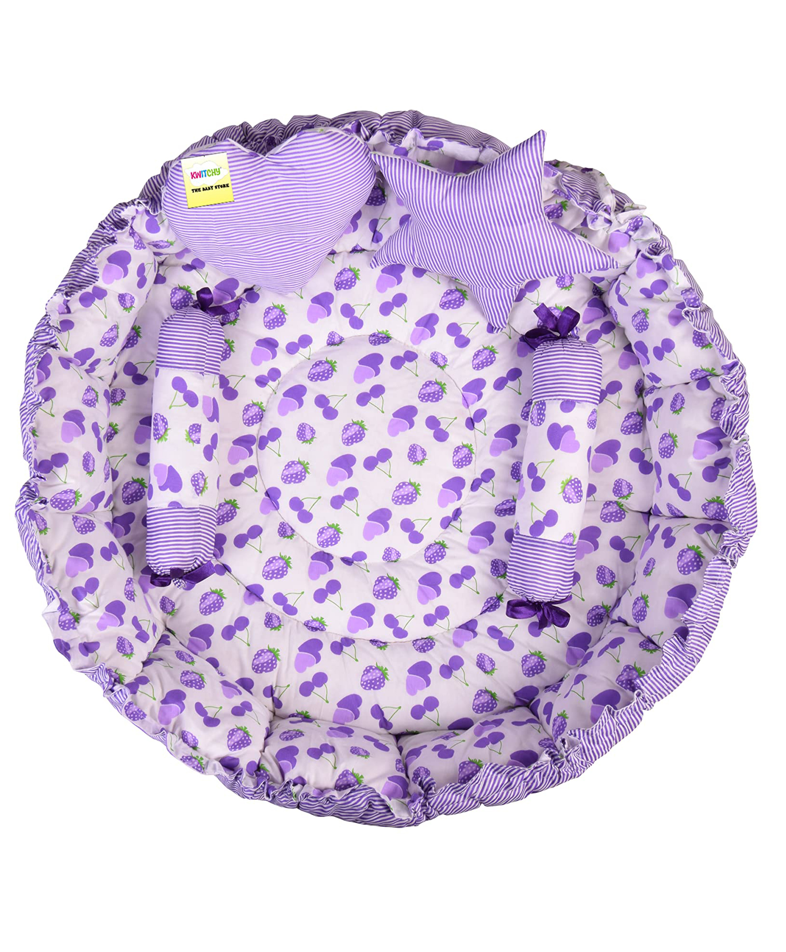 Kwitchy Baby Nest Bed Bedding Sleeping Mattress with Pillows - Purple-picture-48