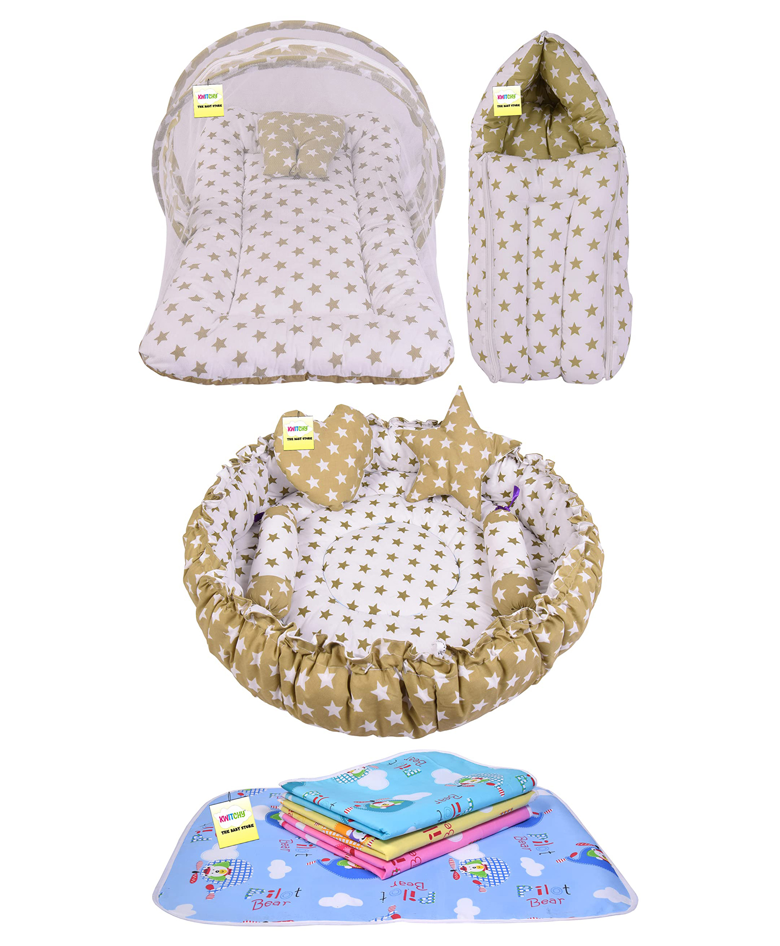 Kwitchy Combo of Baby Mattress with Net - Green-picture-40