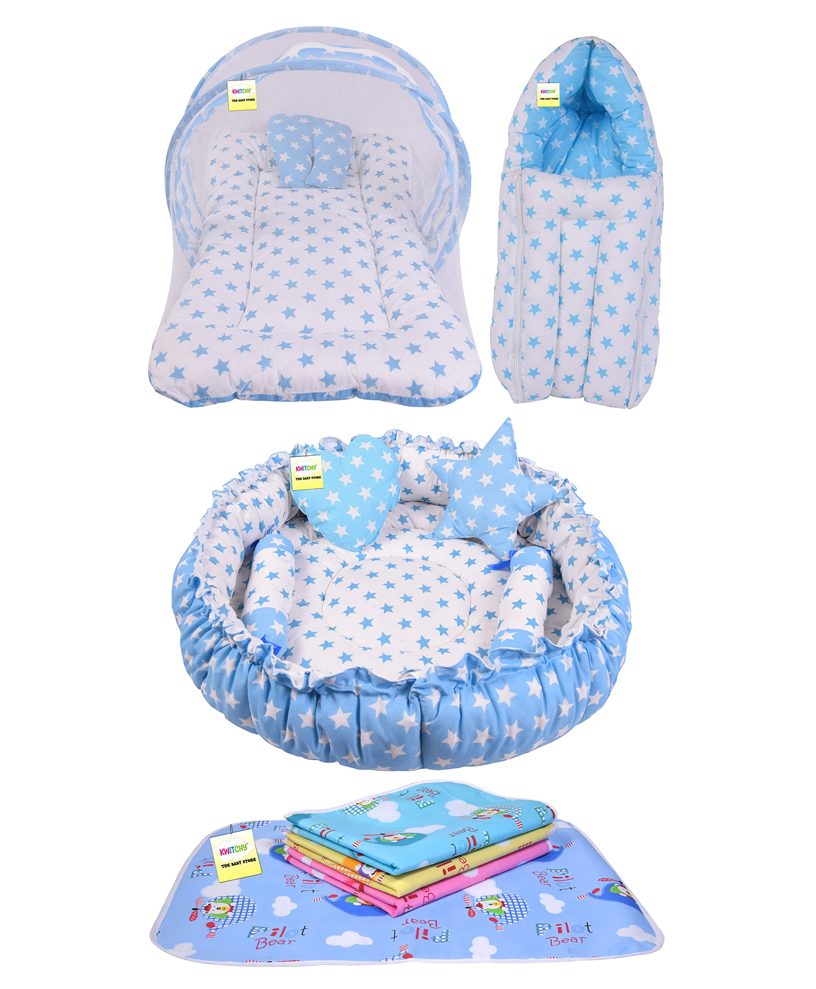 Kwitchy Combo of Baby Mattress with Net - Blue-picture-42