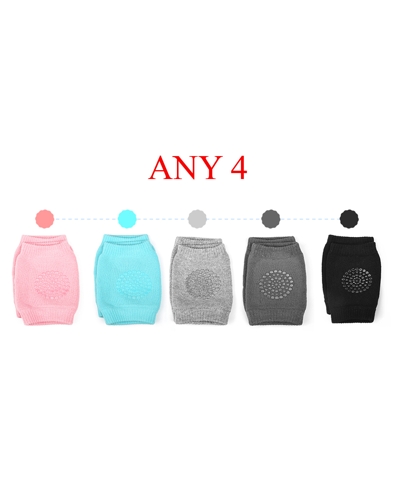 DOMENICO Anti Slip Padded Baby Knee Pads Set of 4 Pairs - MUlticolour-picture-38
