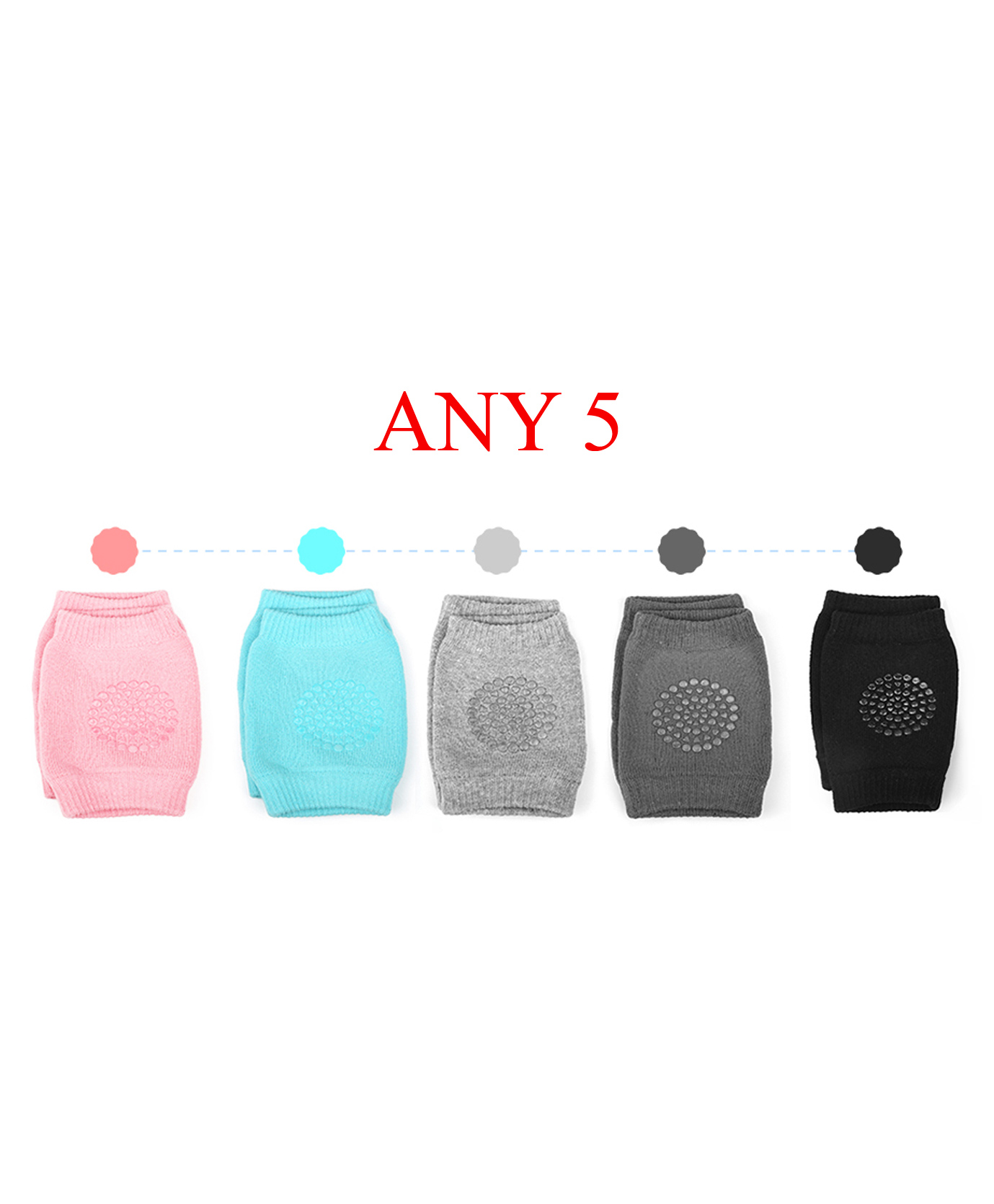 DOMENICO Anti Slip Padded Baby Knee Pads Set of 5 Pairs-picture-43