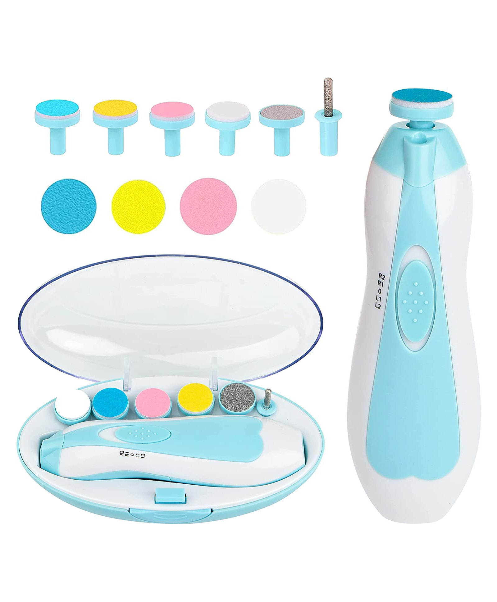 DOMENICO Baby Electric Nail Trimmer with 6 attachment and LED Light - Blue-picture-26