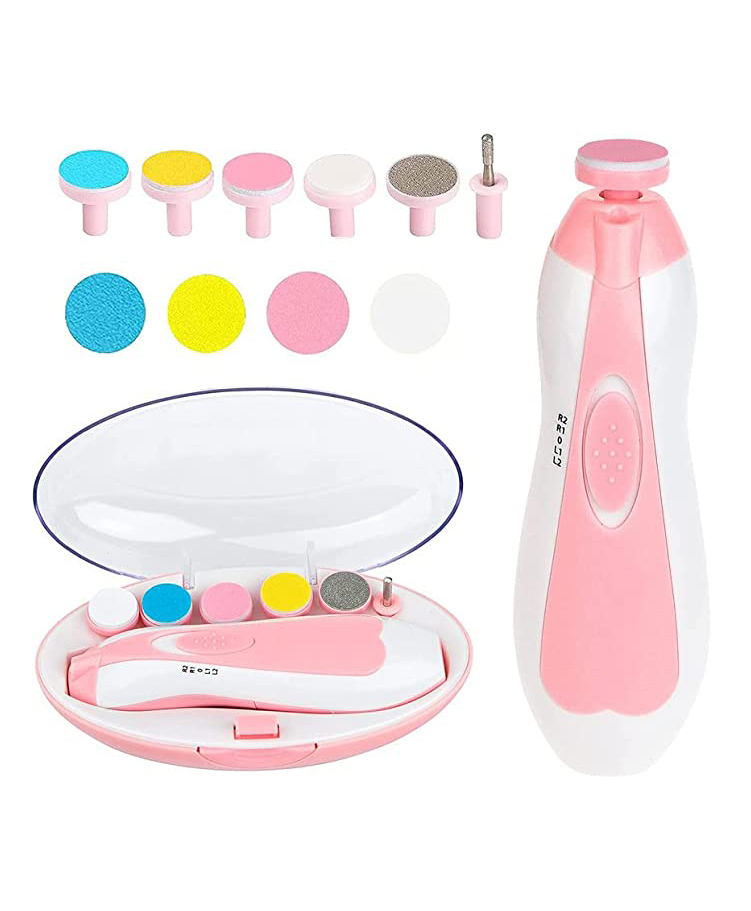 DOMENICO Baby Electric Nail Trimmer with 6 attachment and LED Light - Pink-picture-35