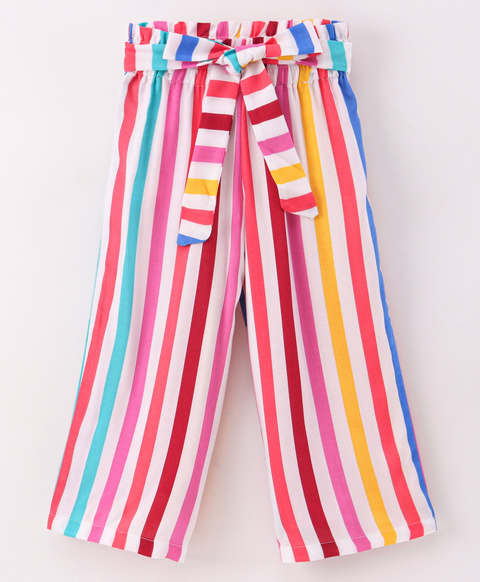 CrayonFlakes Striped  Belted Palazzo - Pink-picture-23