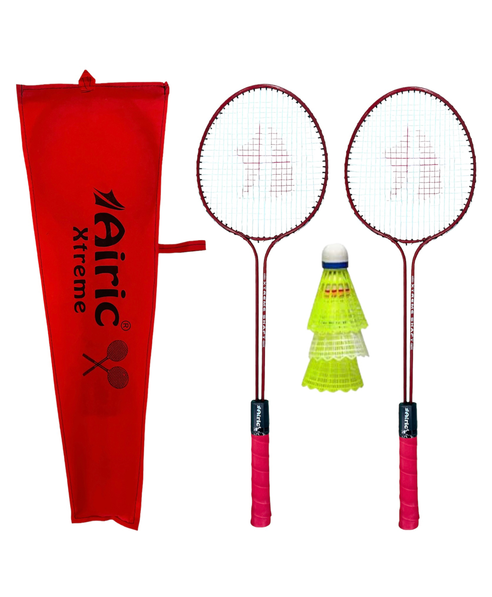 Airic Classic Double Shaft Xtreme Set with 3 Plastic Shuttles Badminton Kit - Red-picture-23