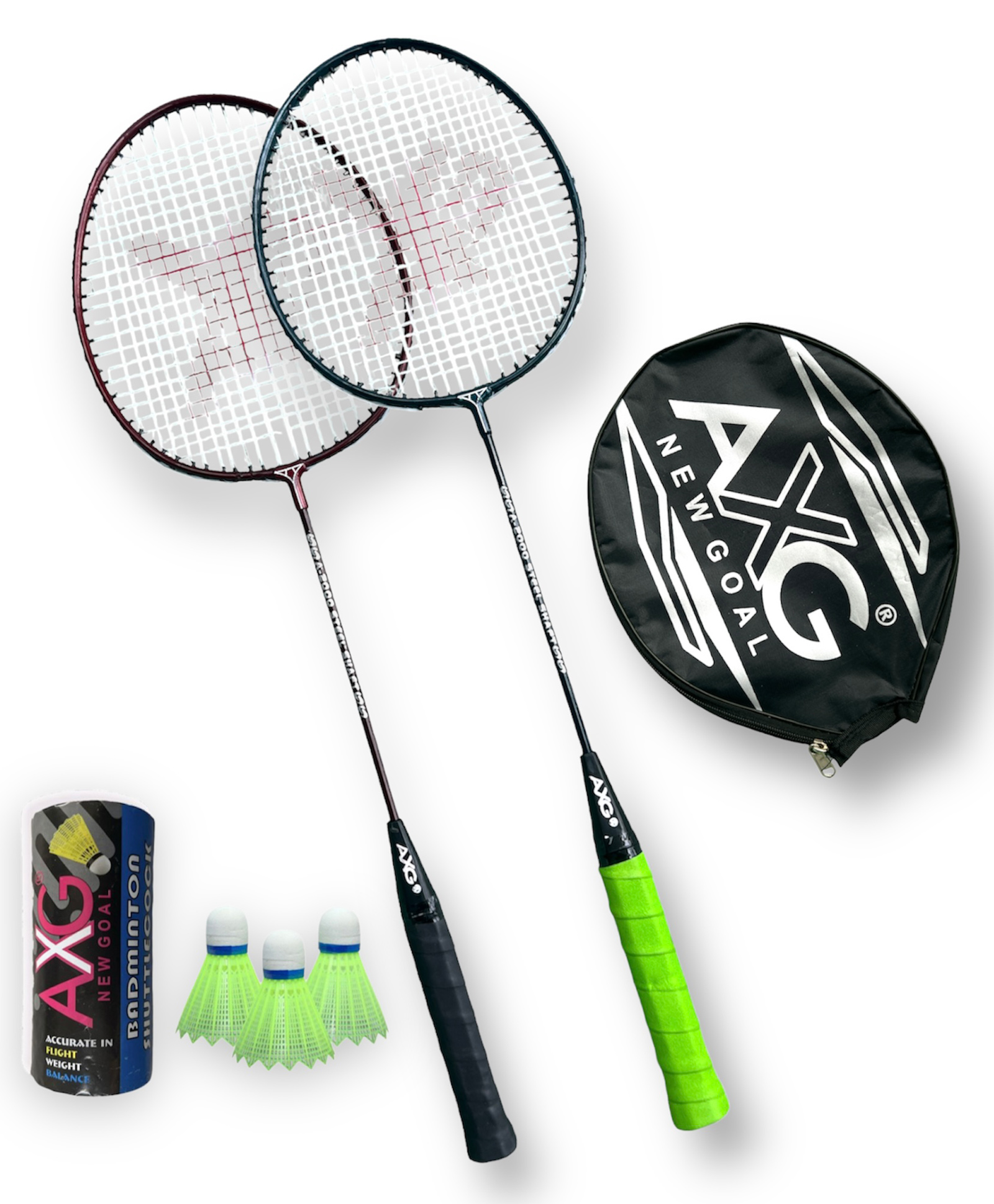 AXG NEW GOAL Scratch Resistant A 2000 Badminton Racquets Set Of 2 with 3 Plastic Shuttles - Multicolor-picture-13