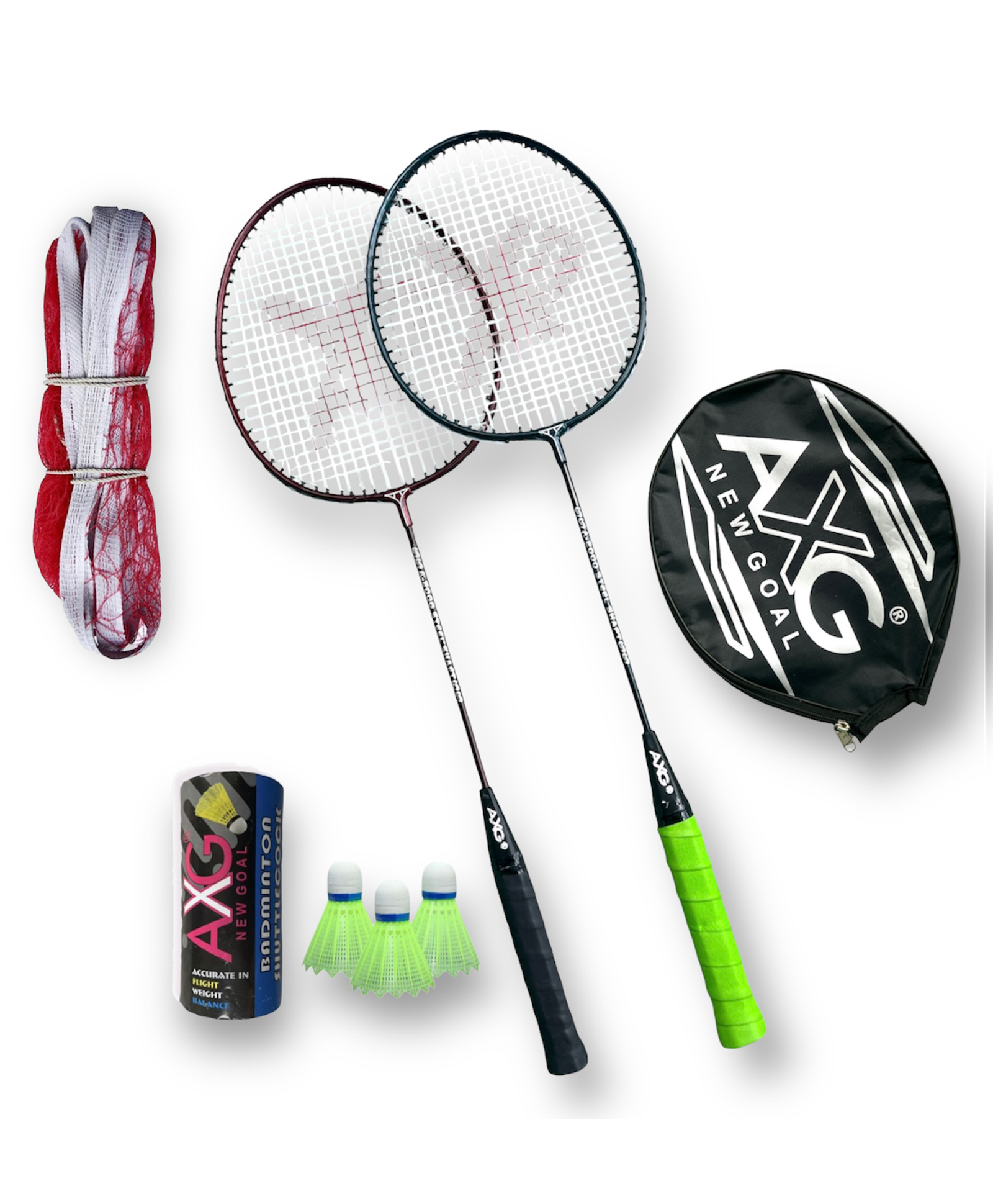 AXG NEW GOAL Scratch Resistant A 2000 Badminton Racquets Set Of 2 with 3 Plastic Shuttles and Net Badminton Kit - Multicolor-picture-13