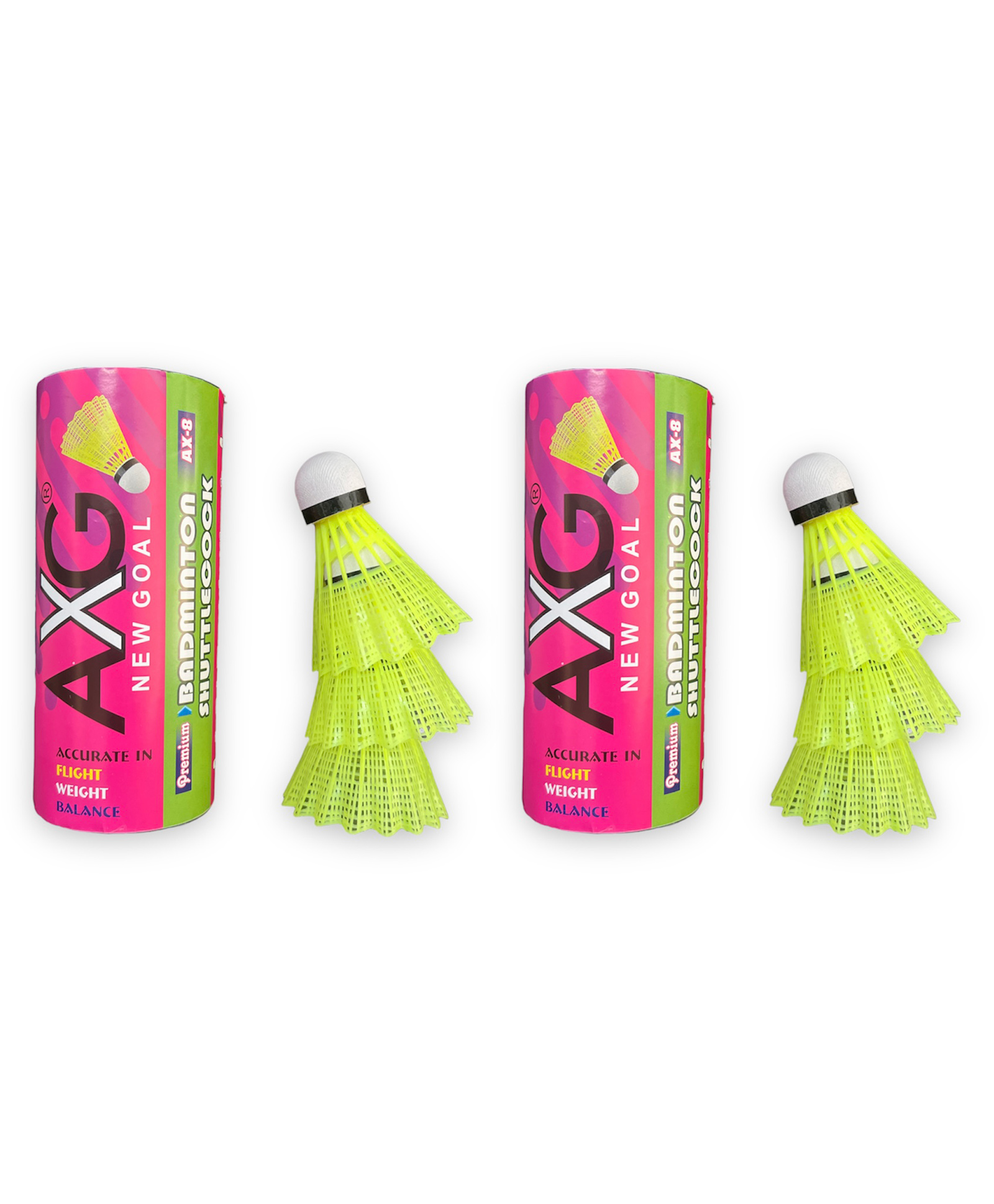 AXG NEW GOAL AX8 Premium Nylon Shuttlecock With Wooden Cork Pack Of 6   - Green-image-9