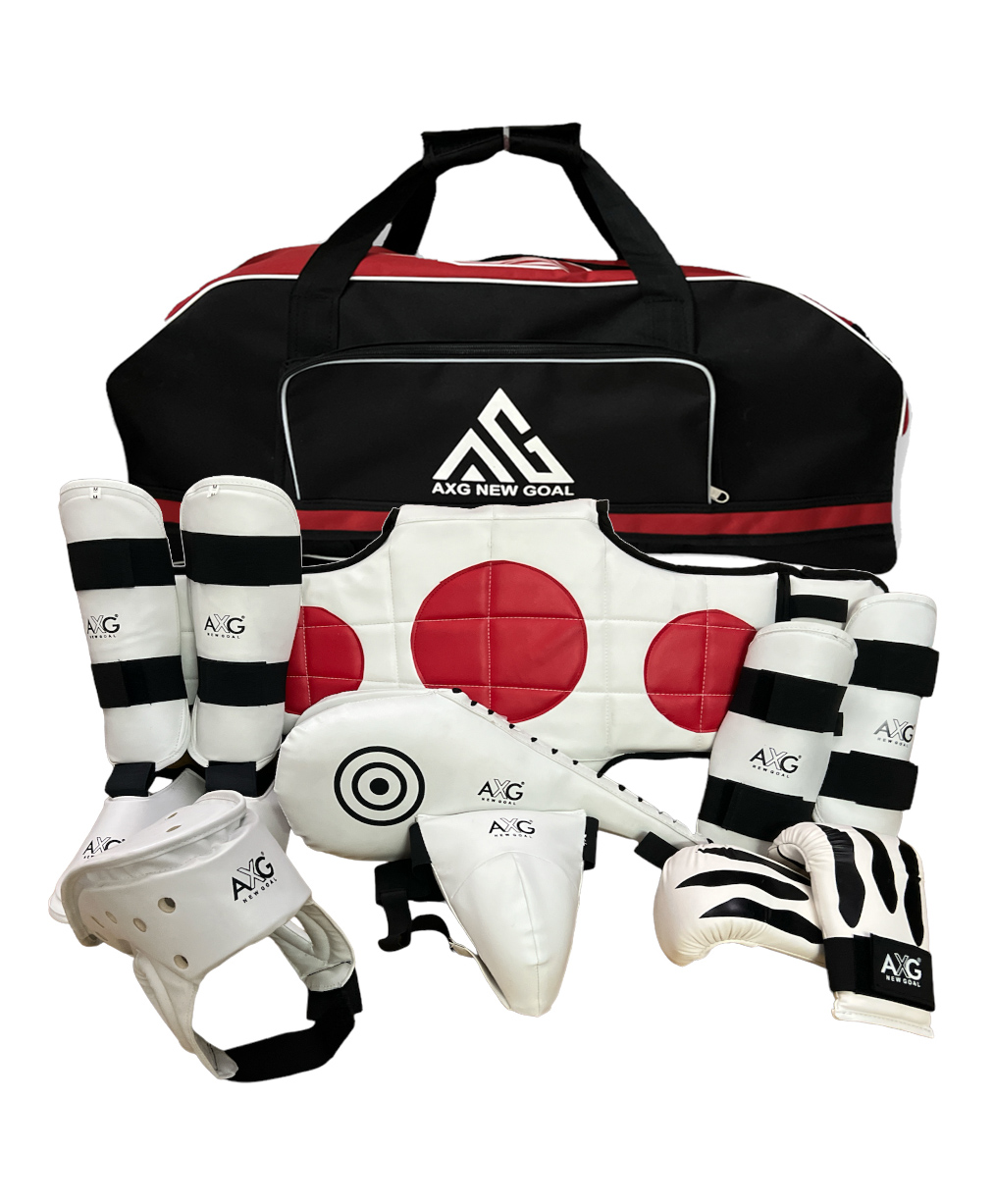 Axg Ultimate Taekwondo Kit with Duffel Cum Backpack Medium Boxing Kit - White-image-8