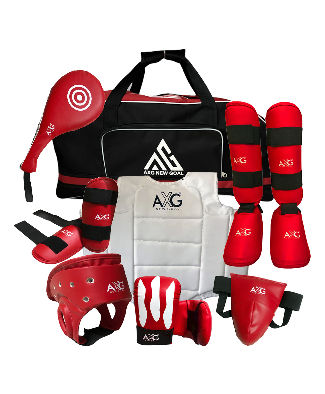 AXG New Goal Quintessential Karate Kit 8 Items Medium Boxing Kit- Red-image-42