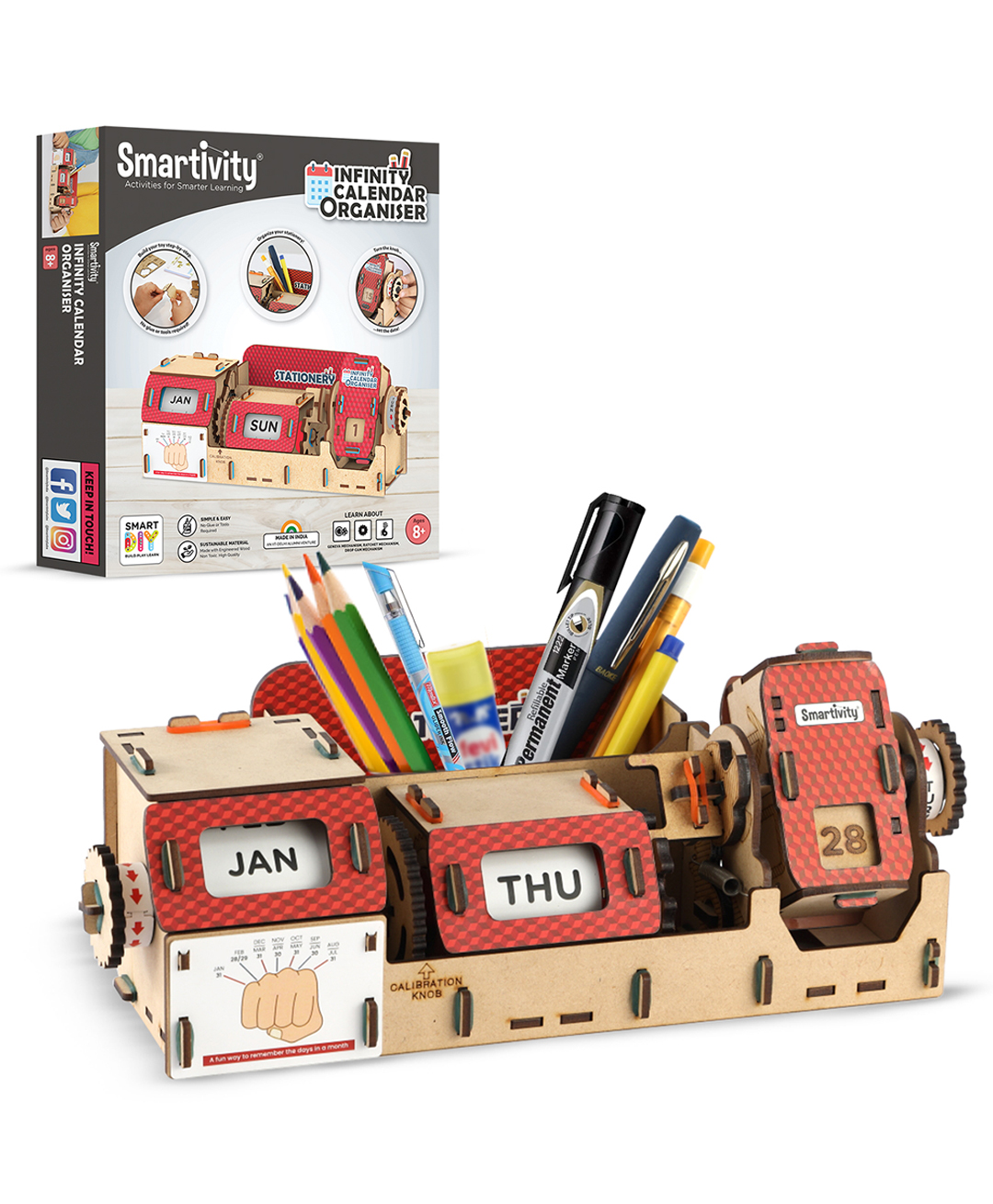 Smartivity Table-Top Infinity Calendar & Stationery Organizer Making Kit 156 Pieces - Multicolor-picture-35