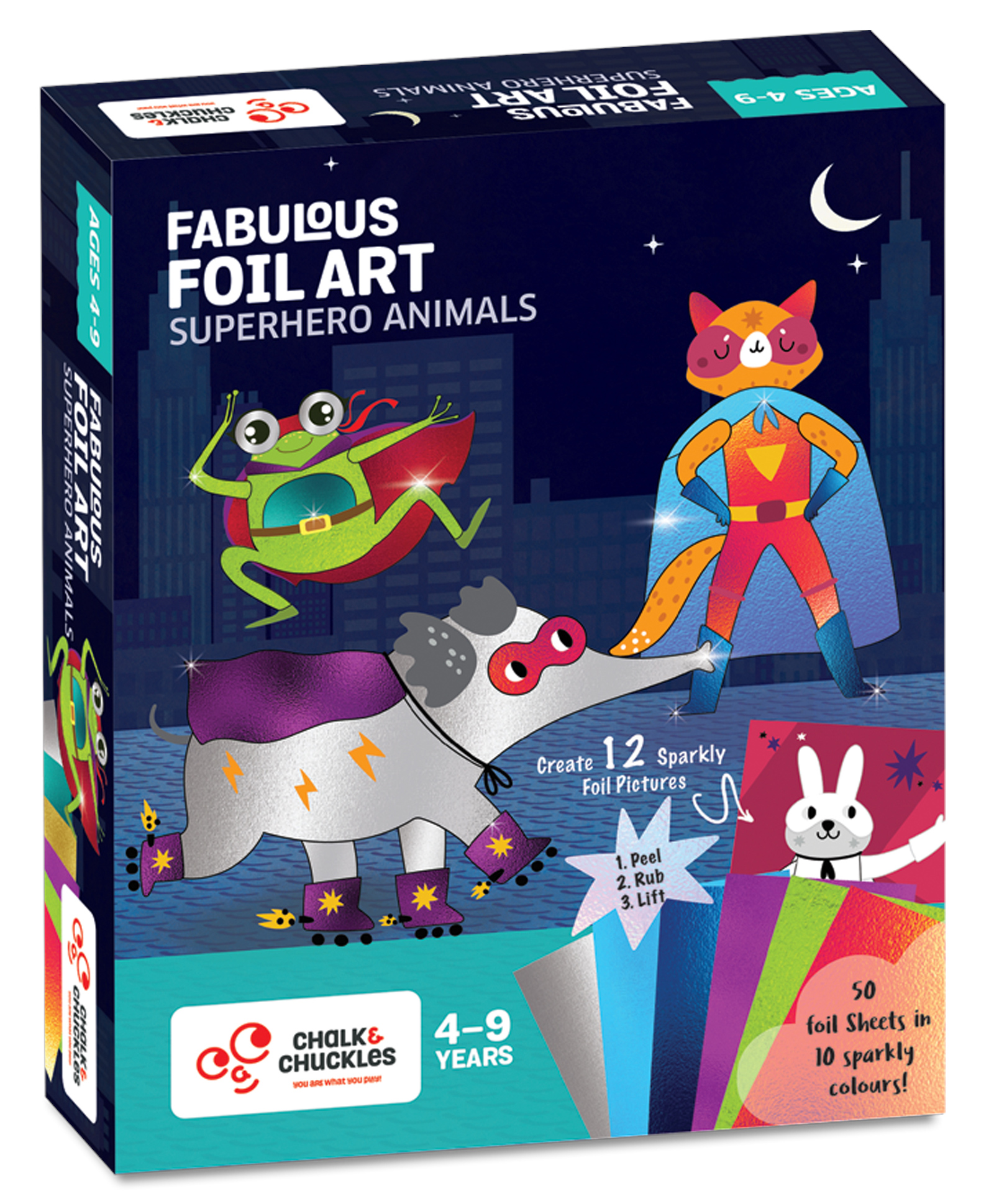 Chalk and Chuckles Fabulous Foil Art Superhero Animals-Multicolor-image-40