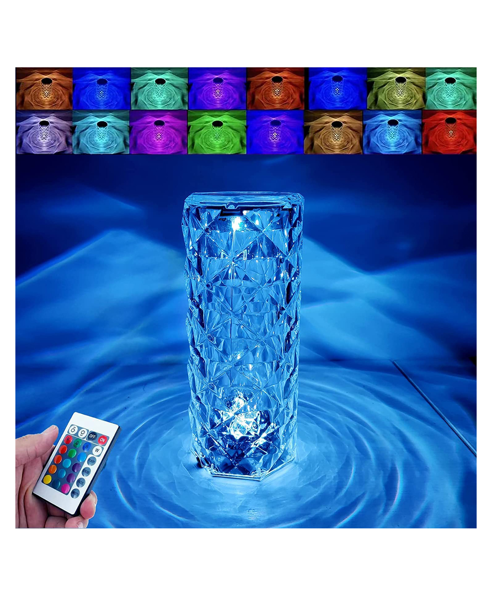 ADKD Crystal Lamp with 16 Color Changing Modes With Remote & Touch Control - Blue-image-39