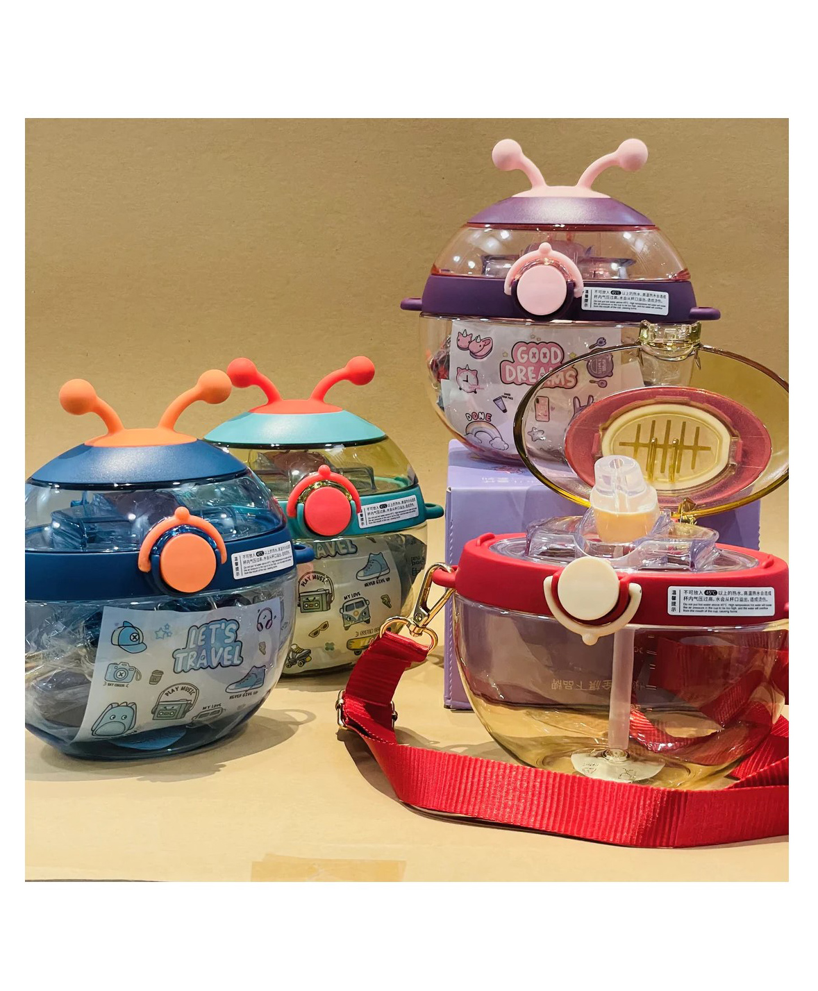 YAMAMA Cute Round Water Bottle Soft Silicone Straw with DIY Stickers  Beautiful Design Colour May Vary - 450 ml-picture-15