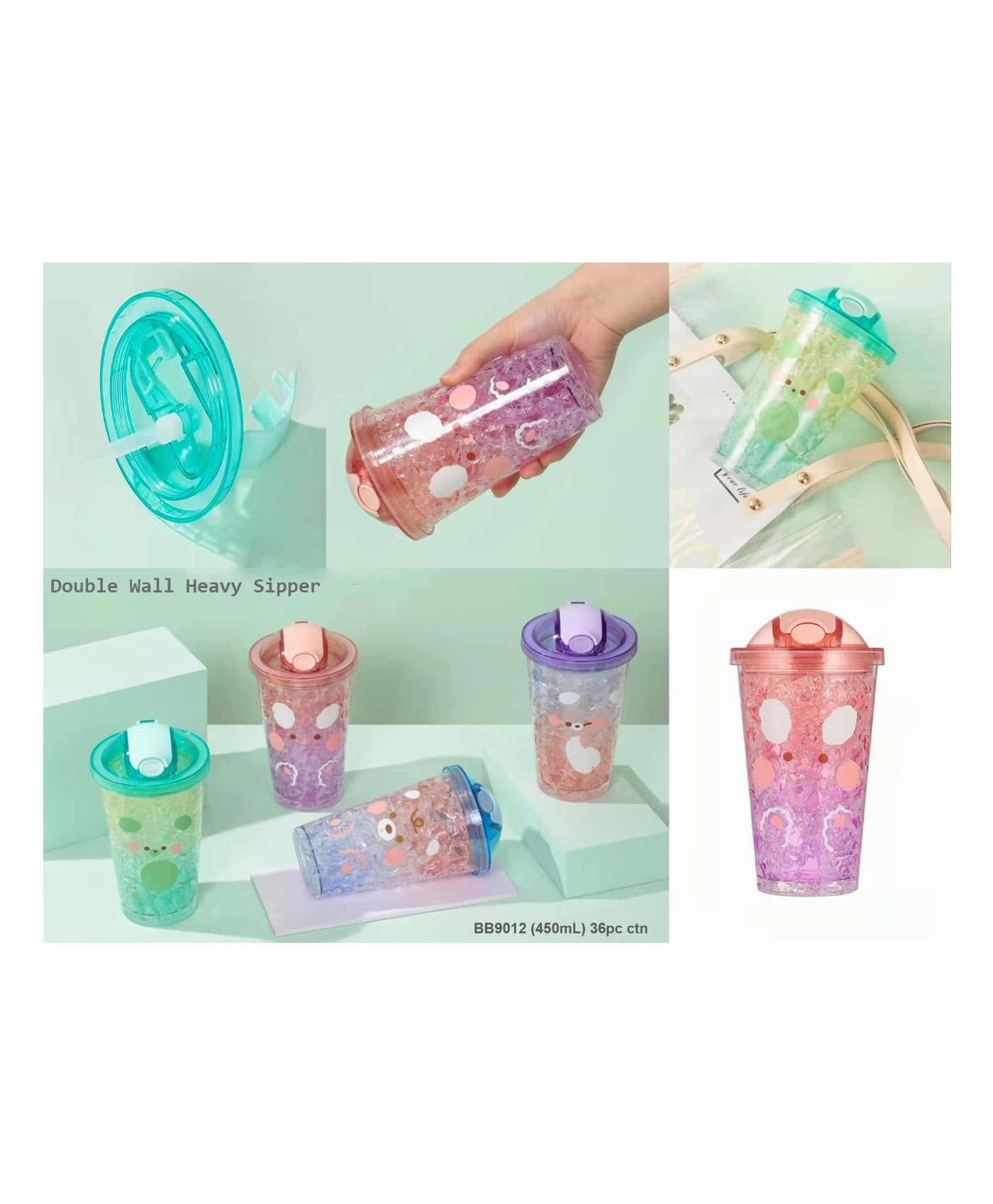 YAMAMA Double Wall Heavy Sipper Water Bottle BPA Free Drinking Bottle Colour May Vary - 450 ml-image-37