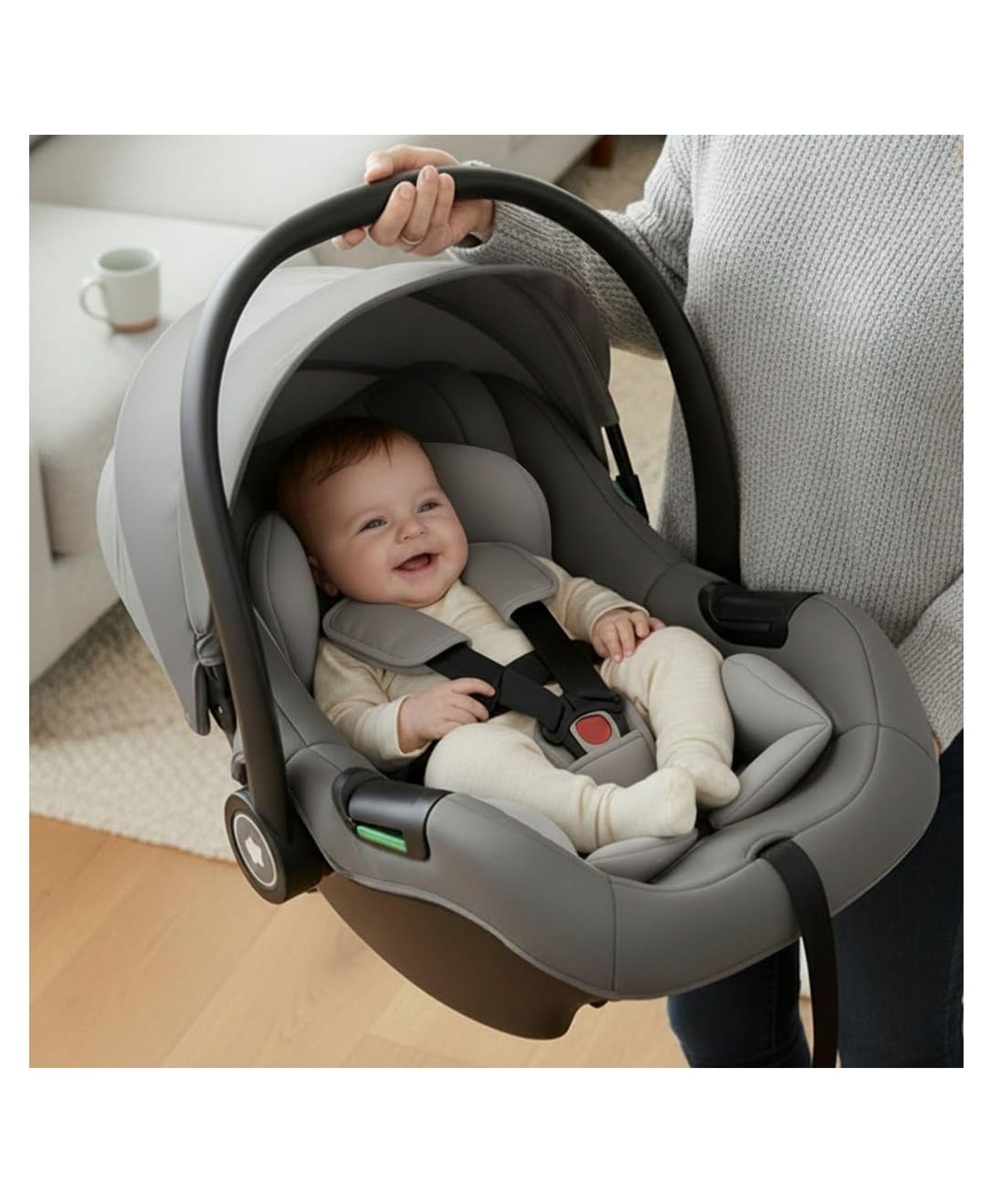 StarAndDaisy Classy & Comfortable 5 in 1 Baby Cot or Carry Seat with 3-Point Safety Belt & Convertible Design - Grey