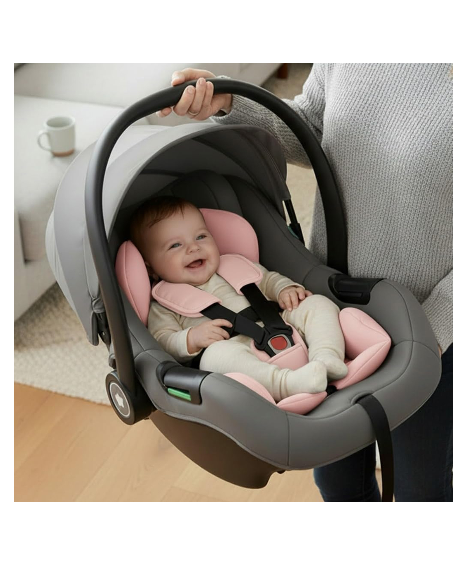 StarAndDaisy Classy & Comfortable 5 in 1 Baby Cot or Carry Seat with 3-Point Safety Belt & Convertible Design - Pink