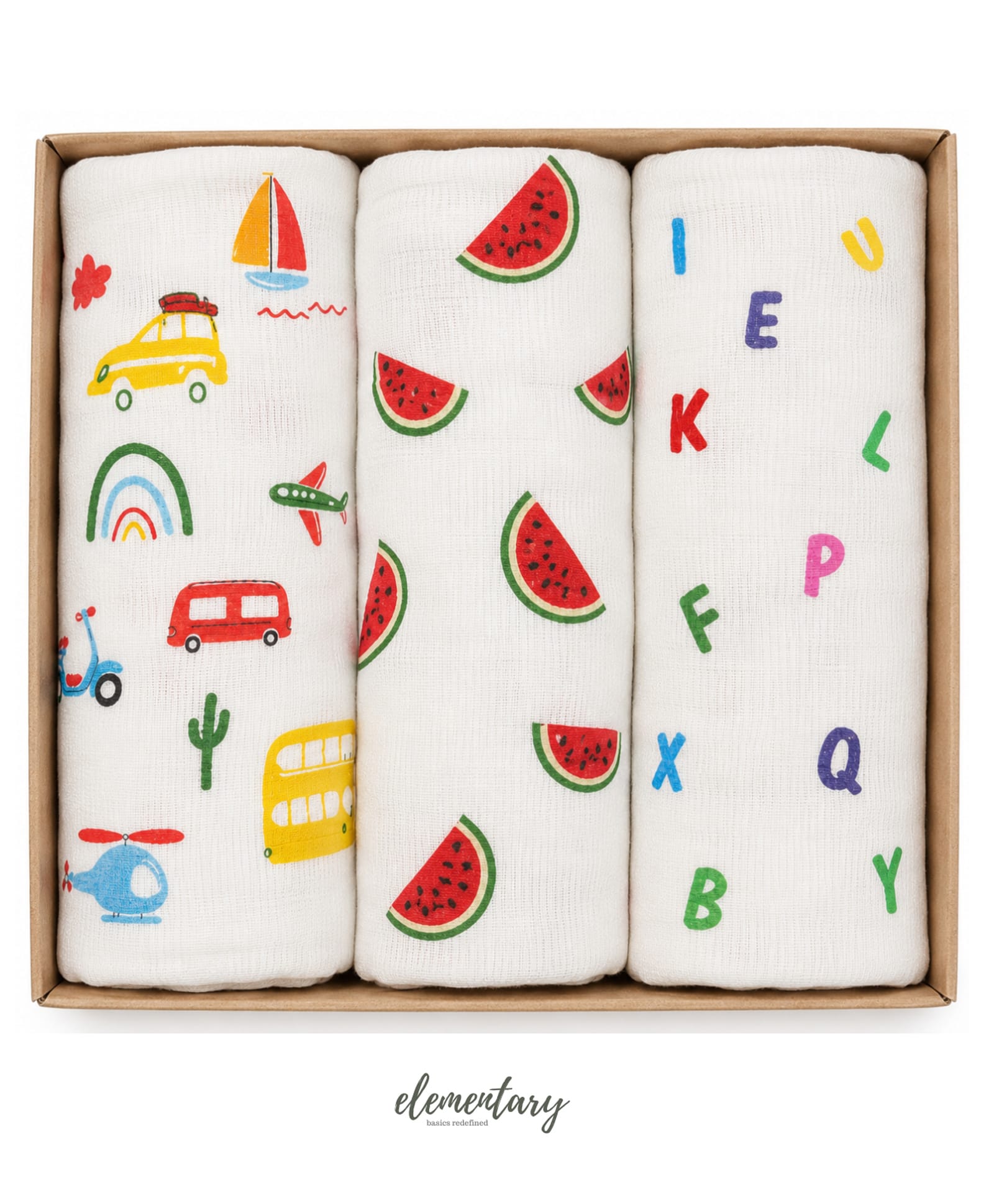 Elementary Super Soft Muslin Swaddle Set of 3 - Multicolour-image-14