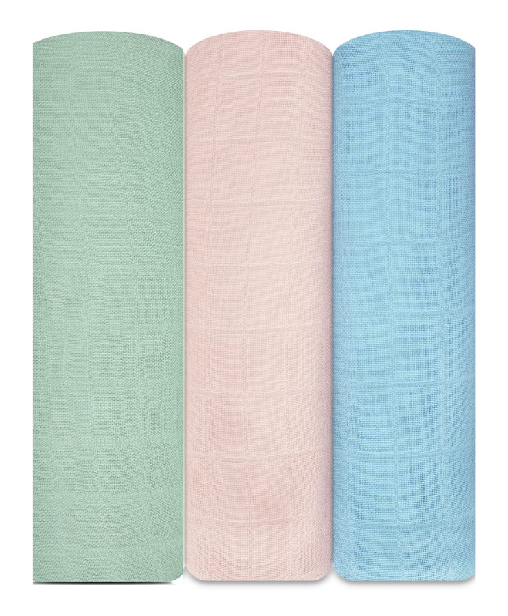 Elementary Super Soft Muslin Swaddle  Solids Time to Dream Pack of 3 - Multicolour