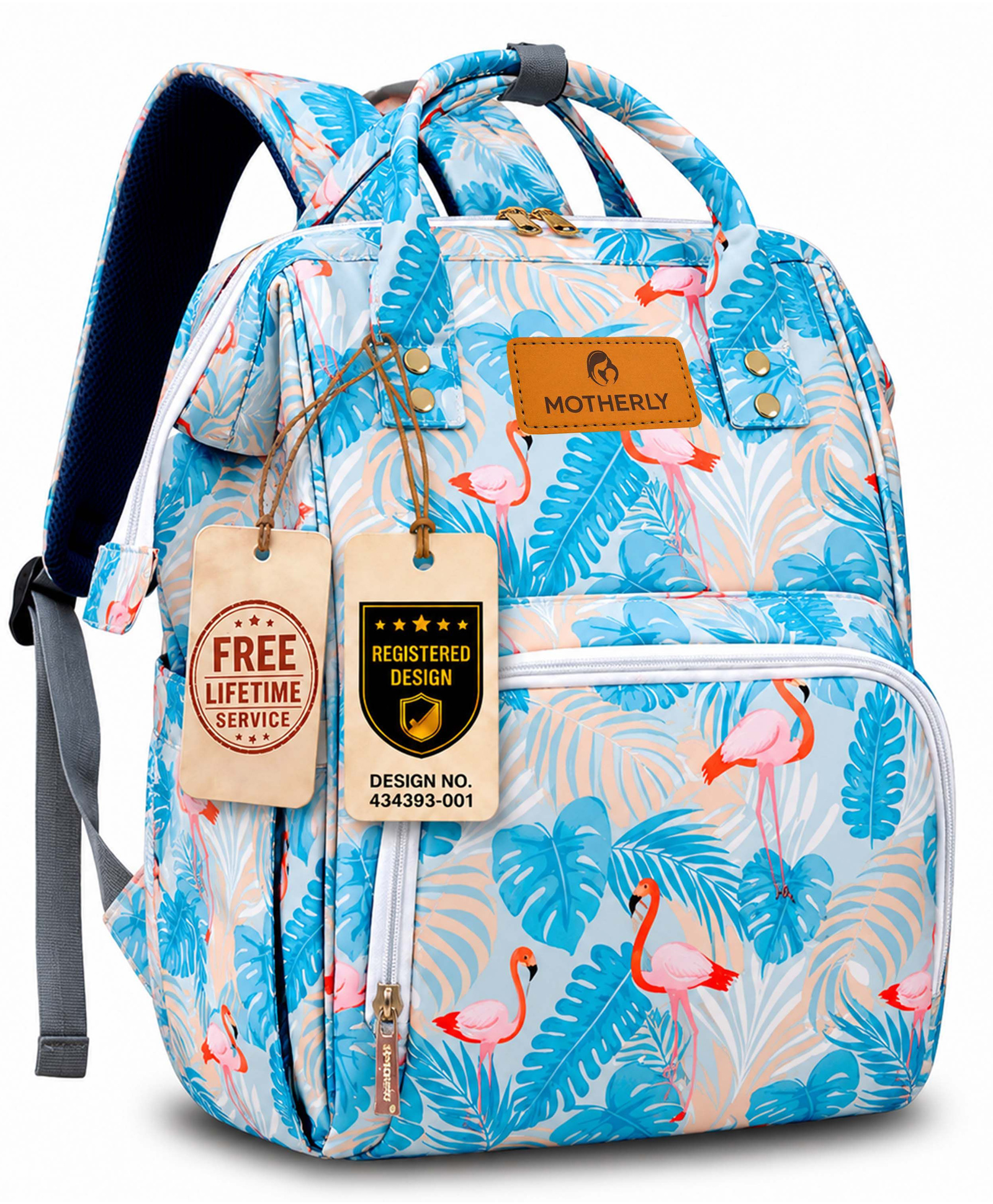 Motherly Smile in Style Diaper Bag Flamingo - Blue-picture-12
