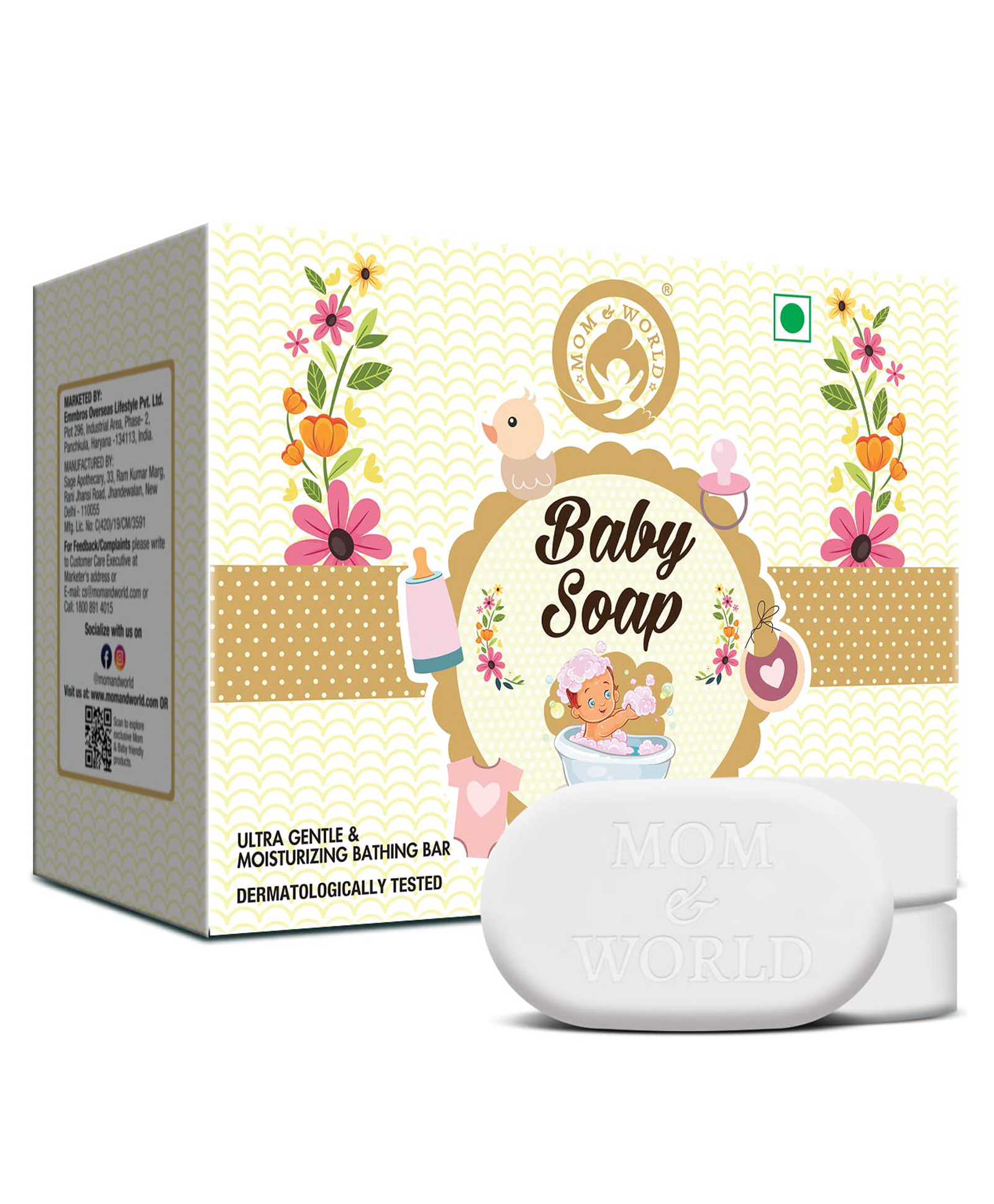 mom and world Mom & World Natural Baby Soap Enriched with Organic Coconut Oil, Sweet Almond Oil, 75g x 3-picture-20