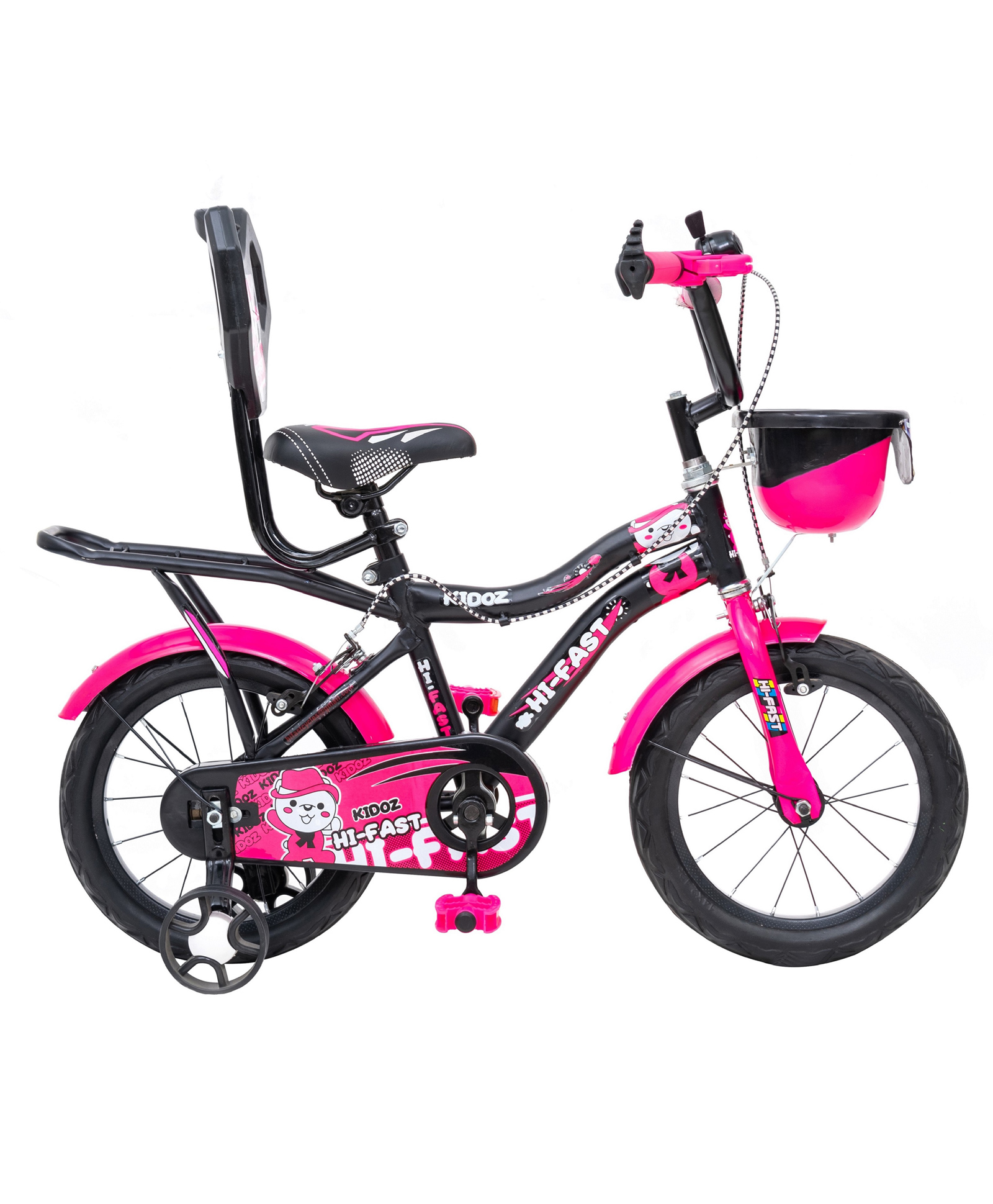 Hi-Fast 16T Bicycle with Storage Basket and Training Wheels - Pink-picture-10