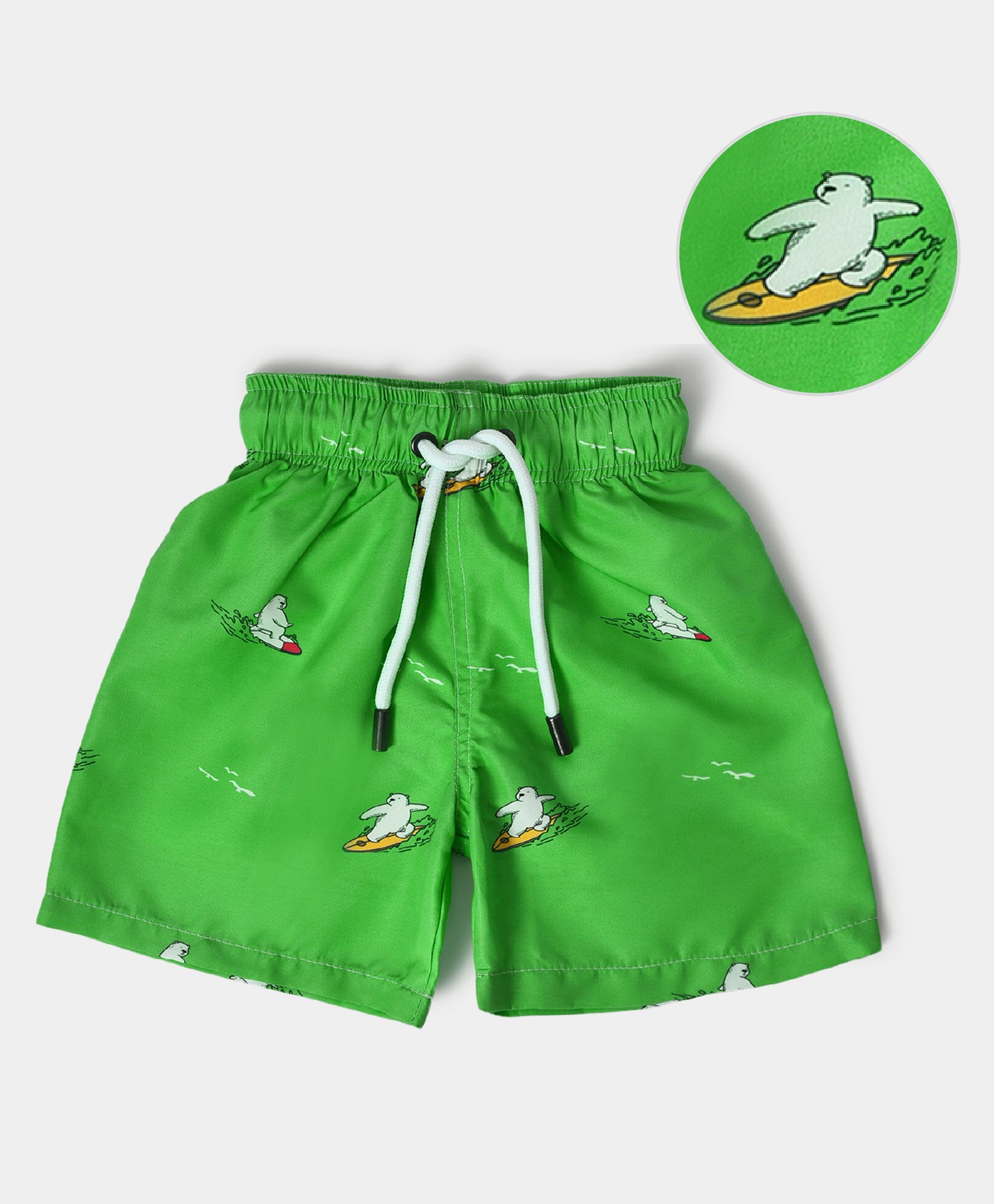 Mi Arcus 100% Polyester All Over Polar Surfing Printed Shorts - Green-image-2