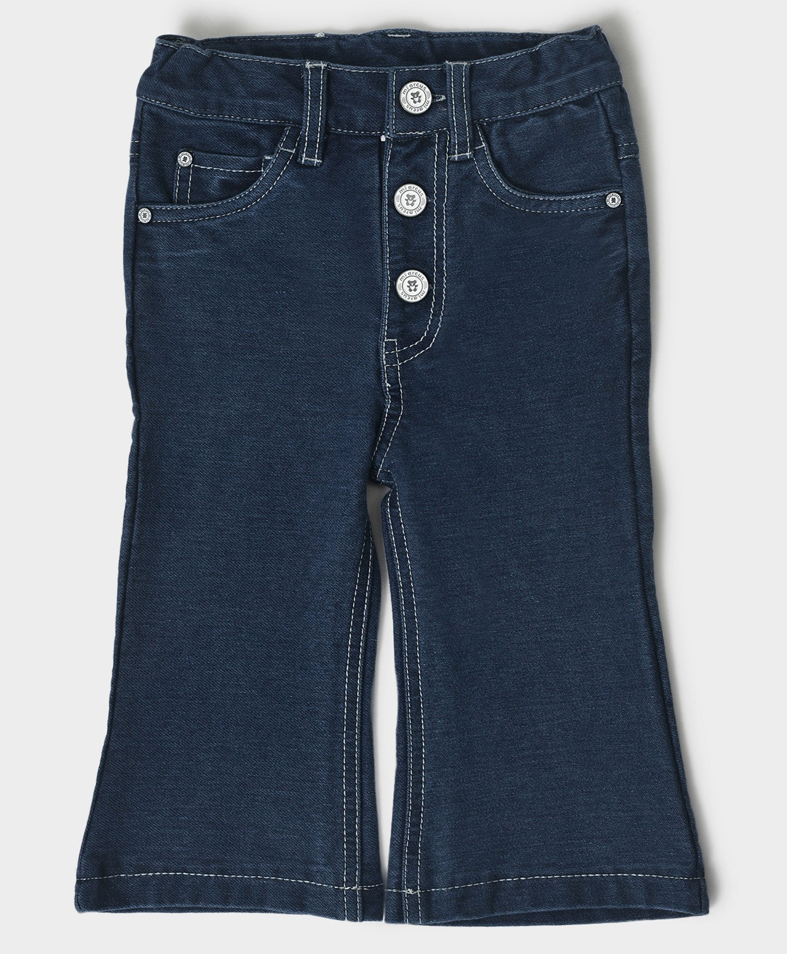 Mi Arcus 91% Cotton & 9% Lycra Solid  Flared  Jeans -  Navy Blue-picture-16