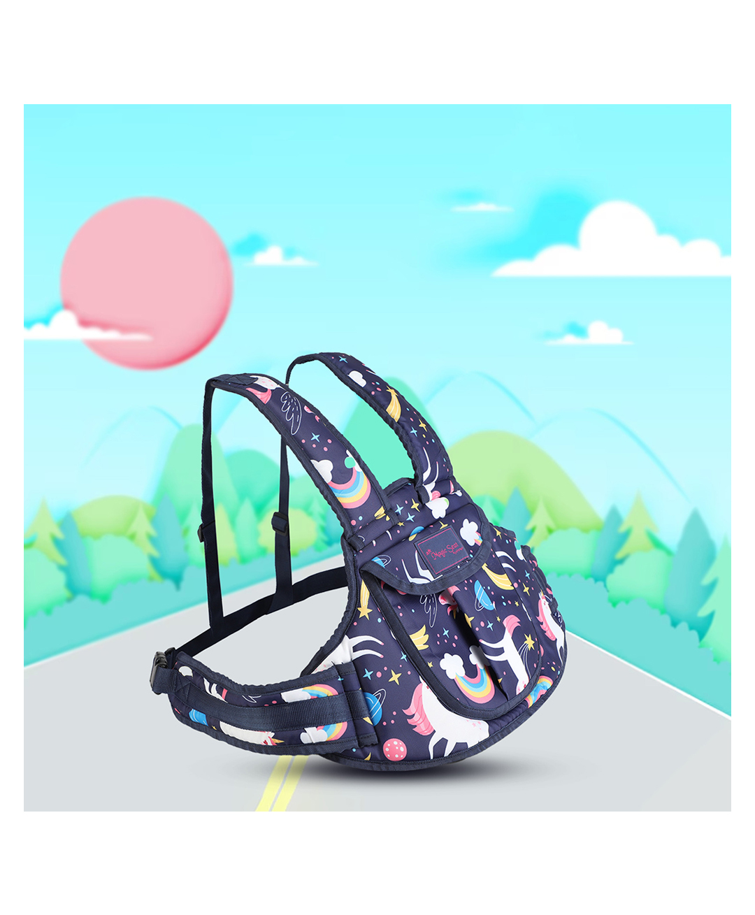 Magic Seat 2 Wheeler Kids Safety Belt Universe Print with Pocket - Blue-picture-21