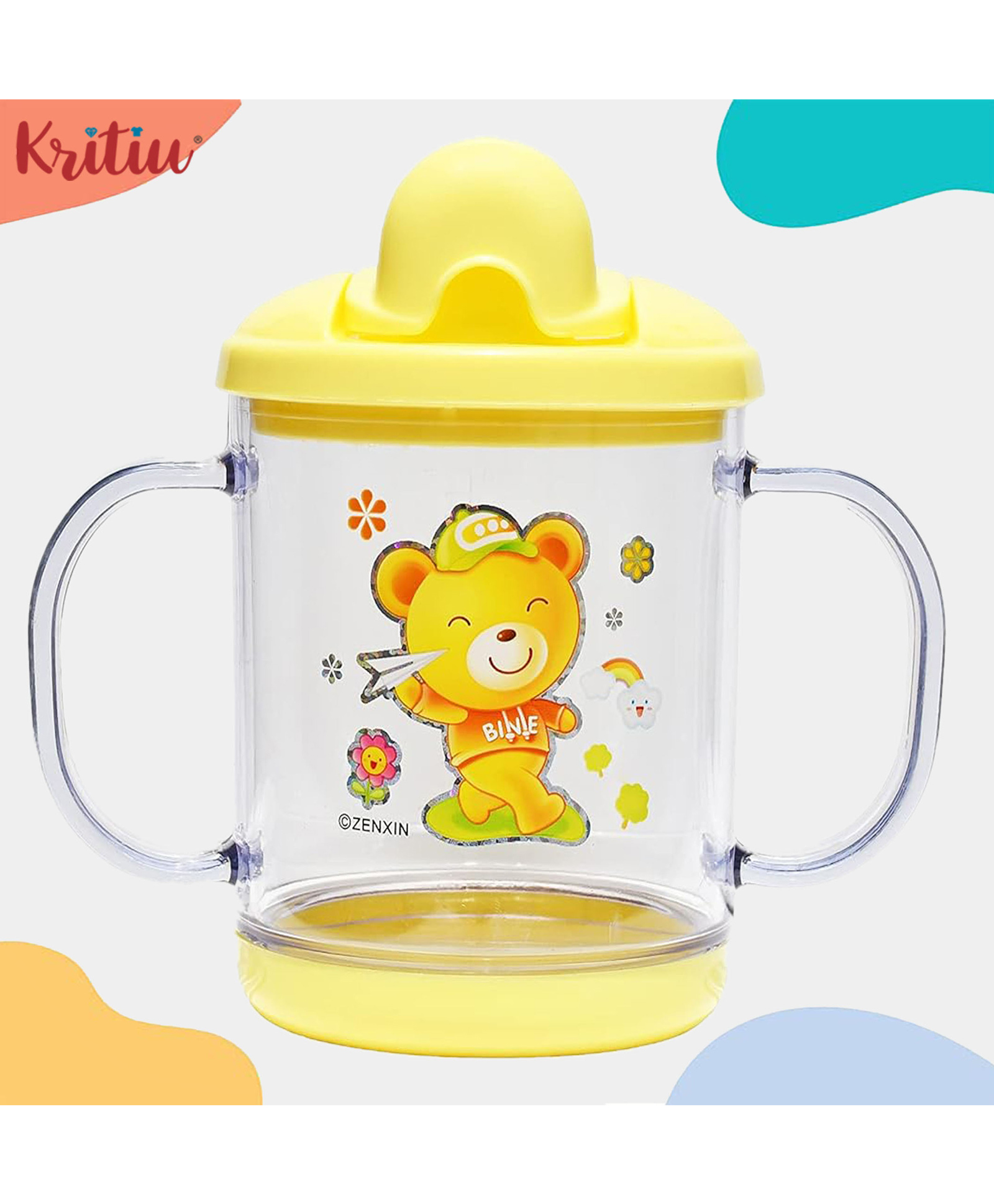 Kritiu Baby Sippy Spout Cup With Handles Yellow - 200 ml-picture-6